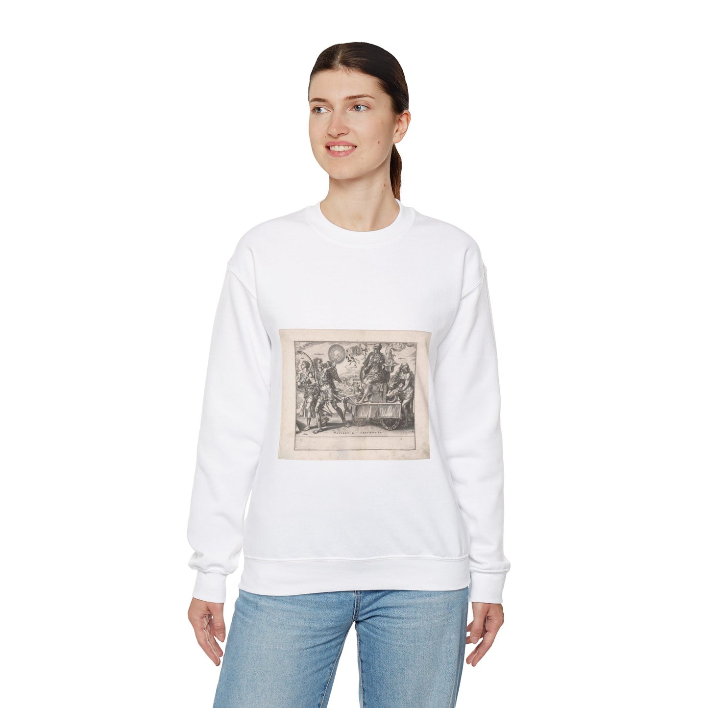 Dirck Volckertsz Coornhert - Triomf van de lijdzaamheid (Patientia) White Heavy Blend Adult Crew Neck SweatShirt