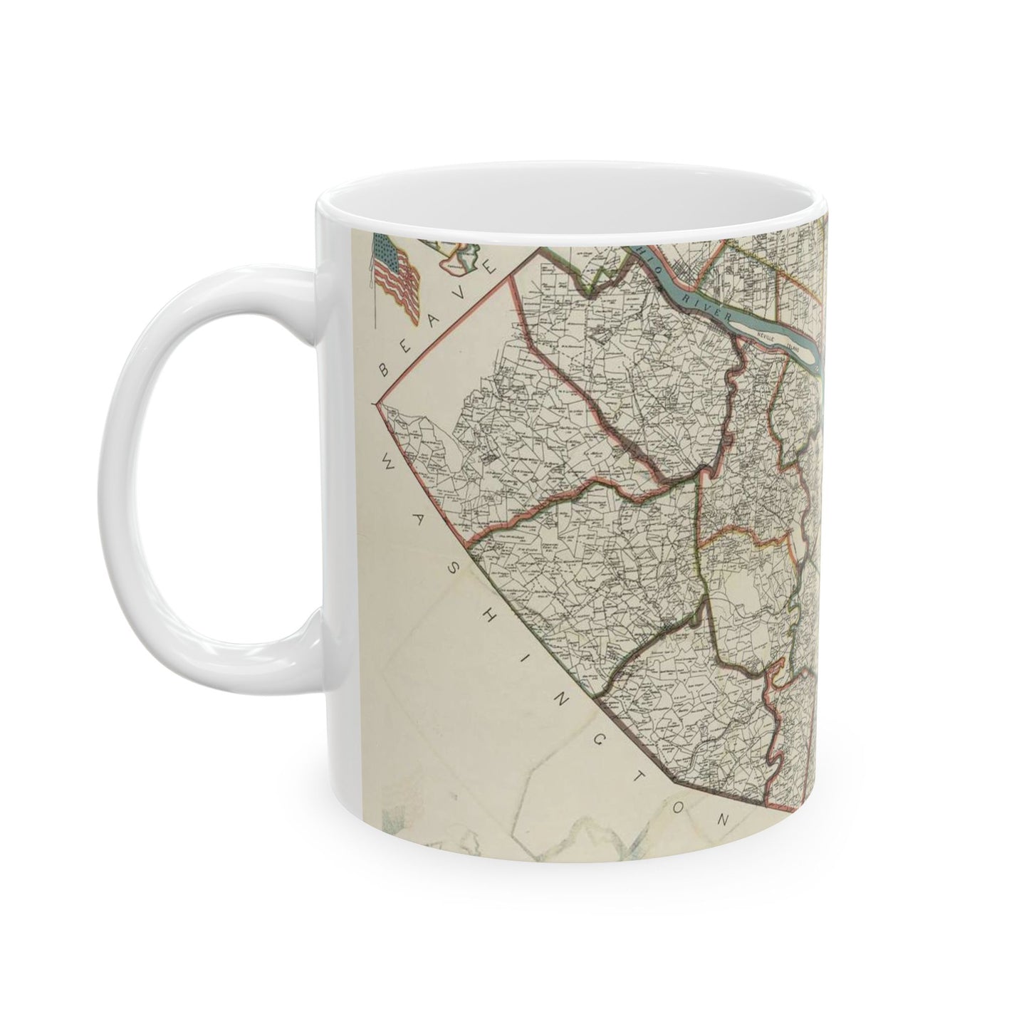 Farm line map of Allegheny County, Pennsylvania / Beautiful Novelty Ceramic Coffee Mug 11oz