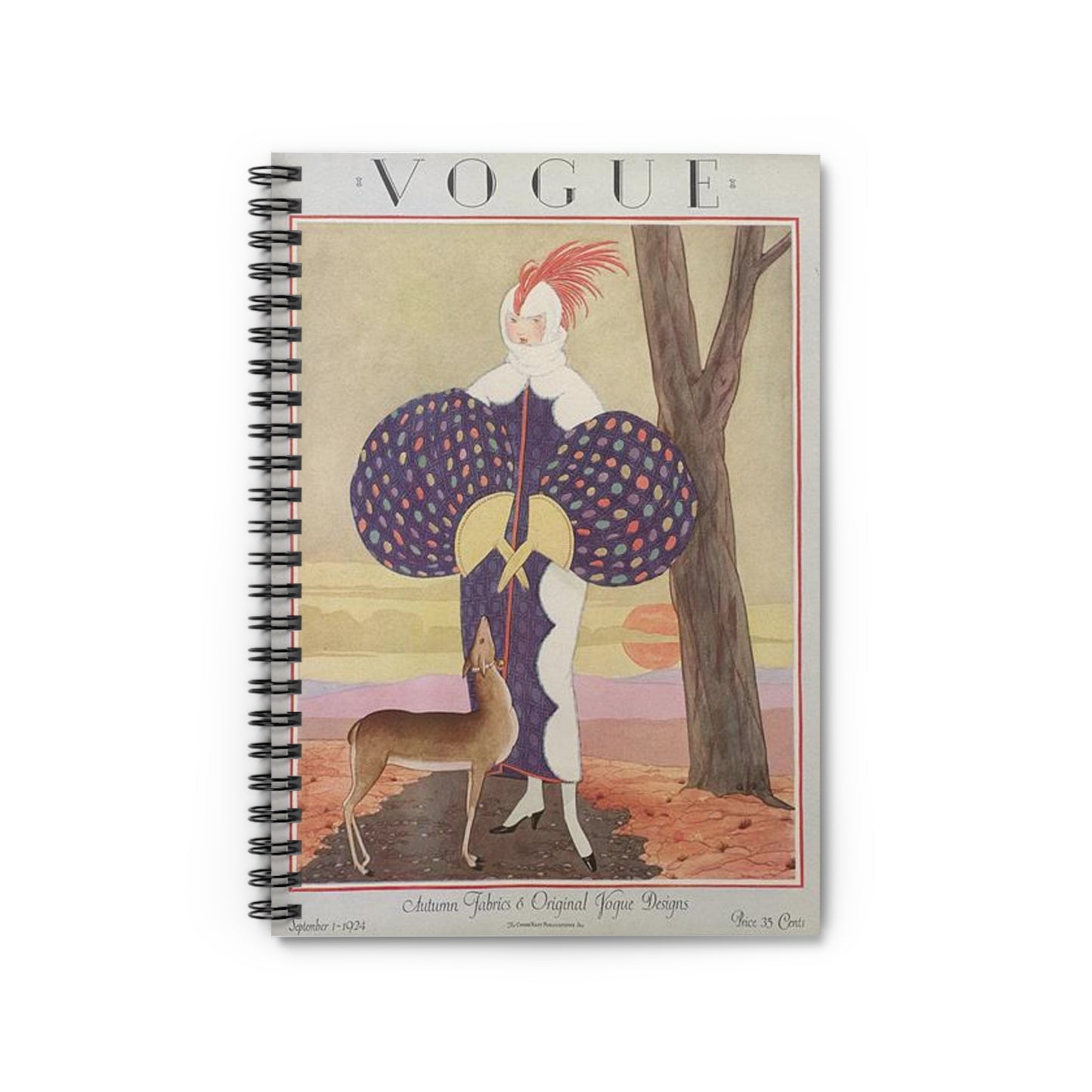 VogueMagazine1Sep1924 - Art Deco public domain image Spiral Bound Ruled Notebook with Printed Cover