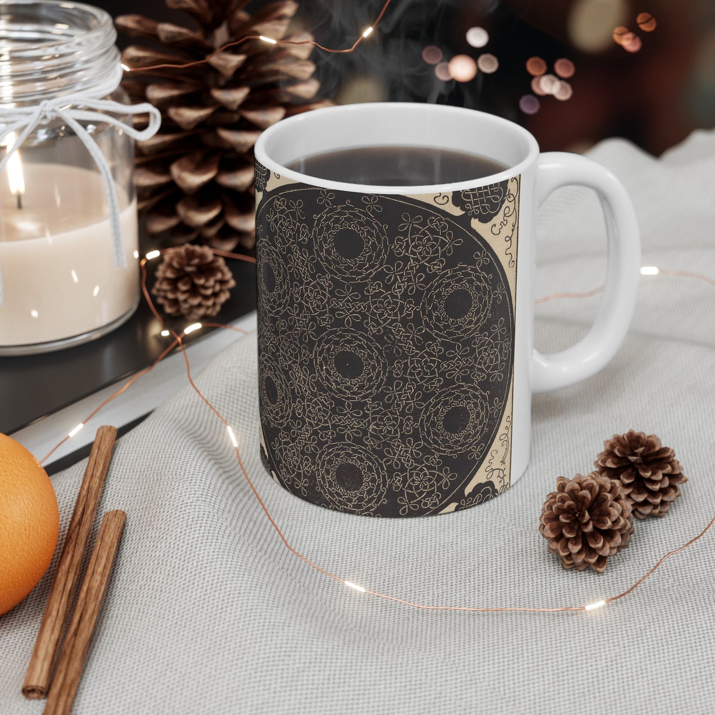 The Fourth Knot (combining seven circular groups of knots with black centers) Beautiful Novelty Ceramic Coffee Mug 11oz