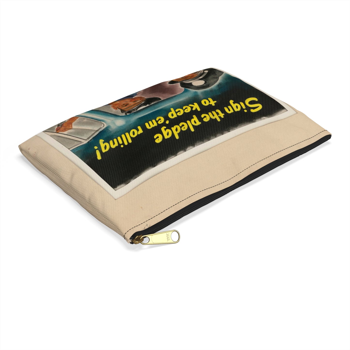 Sign the pledge to keep'em rolling! U.S. Truck Conservation Corps - U.S. Office of Defense Transportation Large Organizer Pouch with Black Zipper