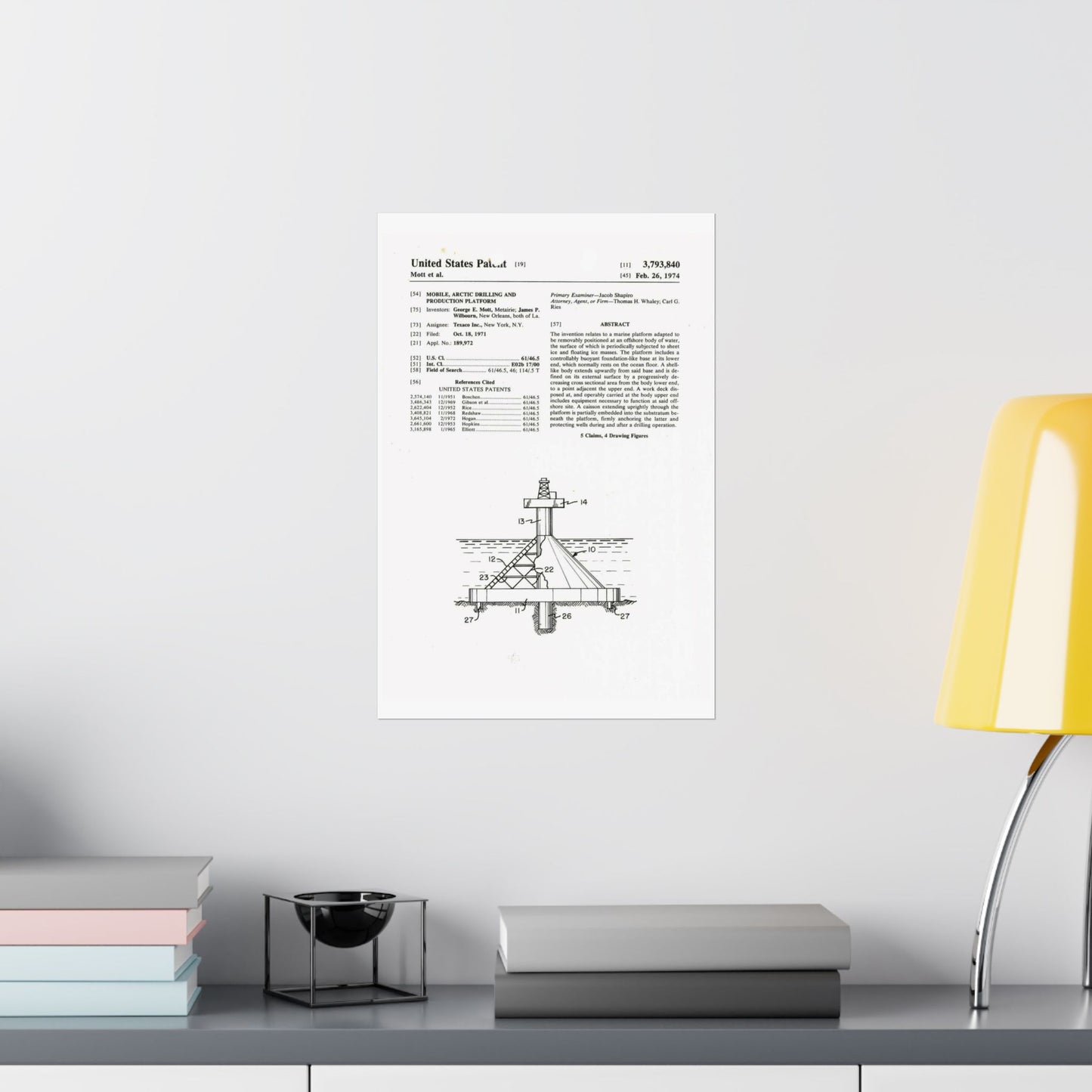 Patent Case File No. 3,793,840, Mobile Arctic Drilling and Production Platform, Inventor(s)- George E. Mott and James P. Wilbourn. - DPLA - 8f260bf2cd8926afbf4da017454f39b3 (page 6) High Quality Matte Wall Art Poster for Home, Office, Classroom