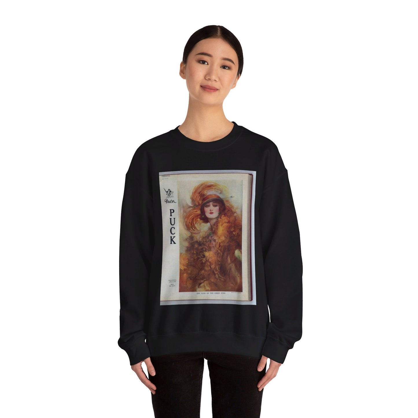 The lure of the green eyes / painted by W.H. Barribal. Black Heavy Blend Adult Crew Neck SweatShirt