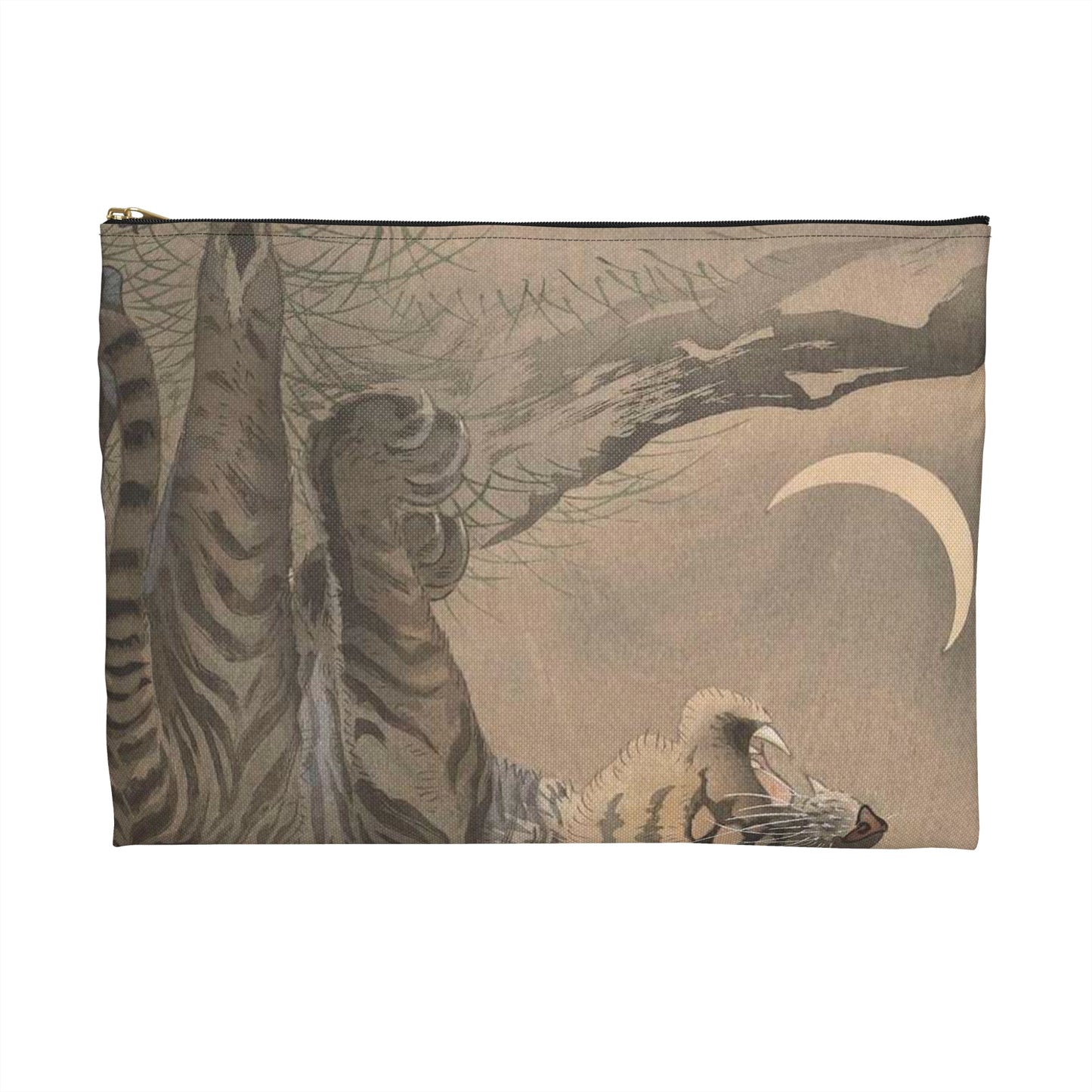 Brullende tijger, Ohara Koson - Rijksmuseum public domain dedication image Large Organizer Pouch with Black Zipper