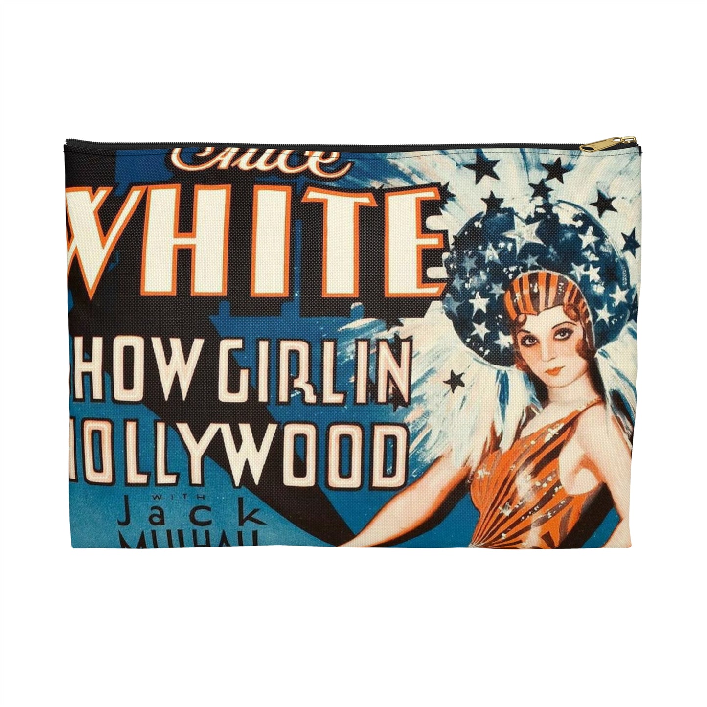 ShowgirlHollywood, Art Deco Poster Large Organizer Pouch with Black Zipper