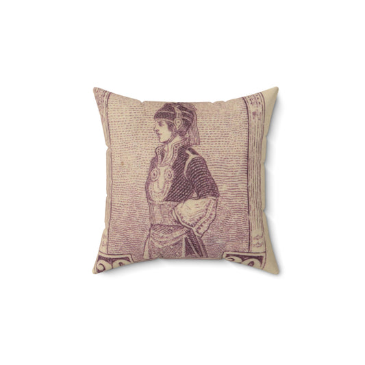 Frimärke ur Gösta Bodmans filatelistiska motivsamling, påbörjad 1950.Frimärke från GRekland, 1927. Motiv av Mecedonisk dräkt. Decorative Accent Square Pillow