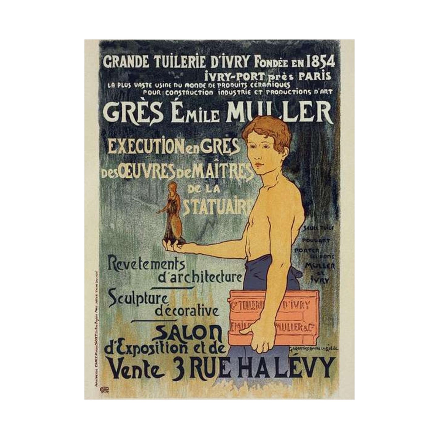 Affiche pour la "Grande Tuilerie d'Ivry" (Usine Émile Muller). High Quality Matte Wall Art Poster for Home, Office, Classroom