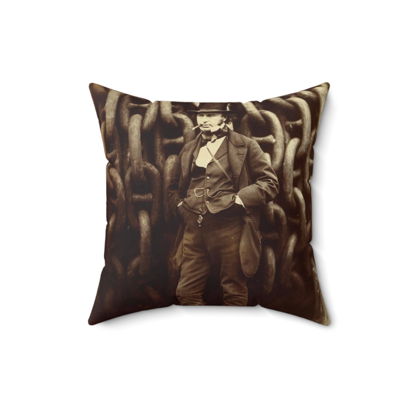 [Isambard Kingdom Brunel Standing Before the Launching Chains of the Great Eastern] Decorative Accent Square Pillow