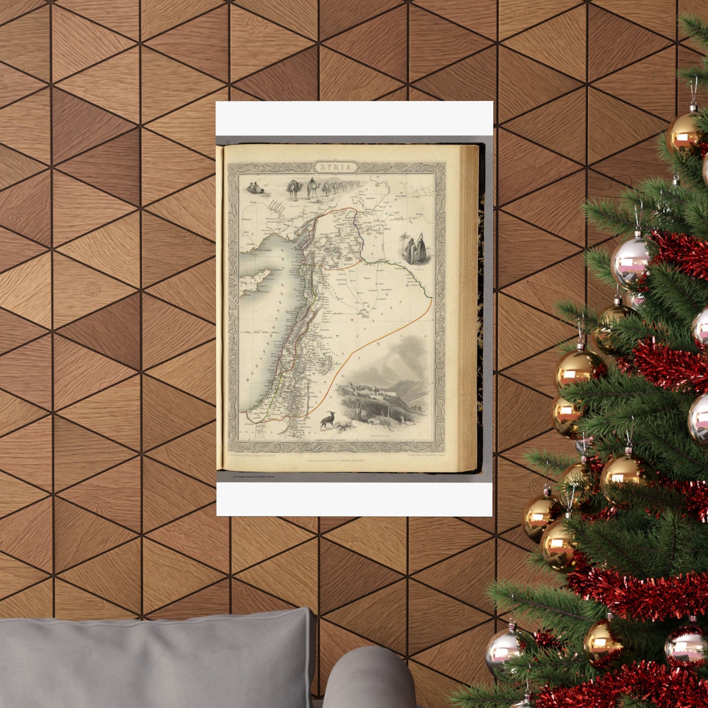 1851 Henry Warren Map of Syria - Public domain old map High Quality Matte Wall Art Poster for Home, Office, Classroom