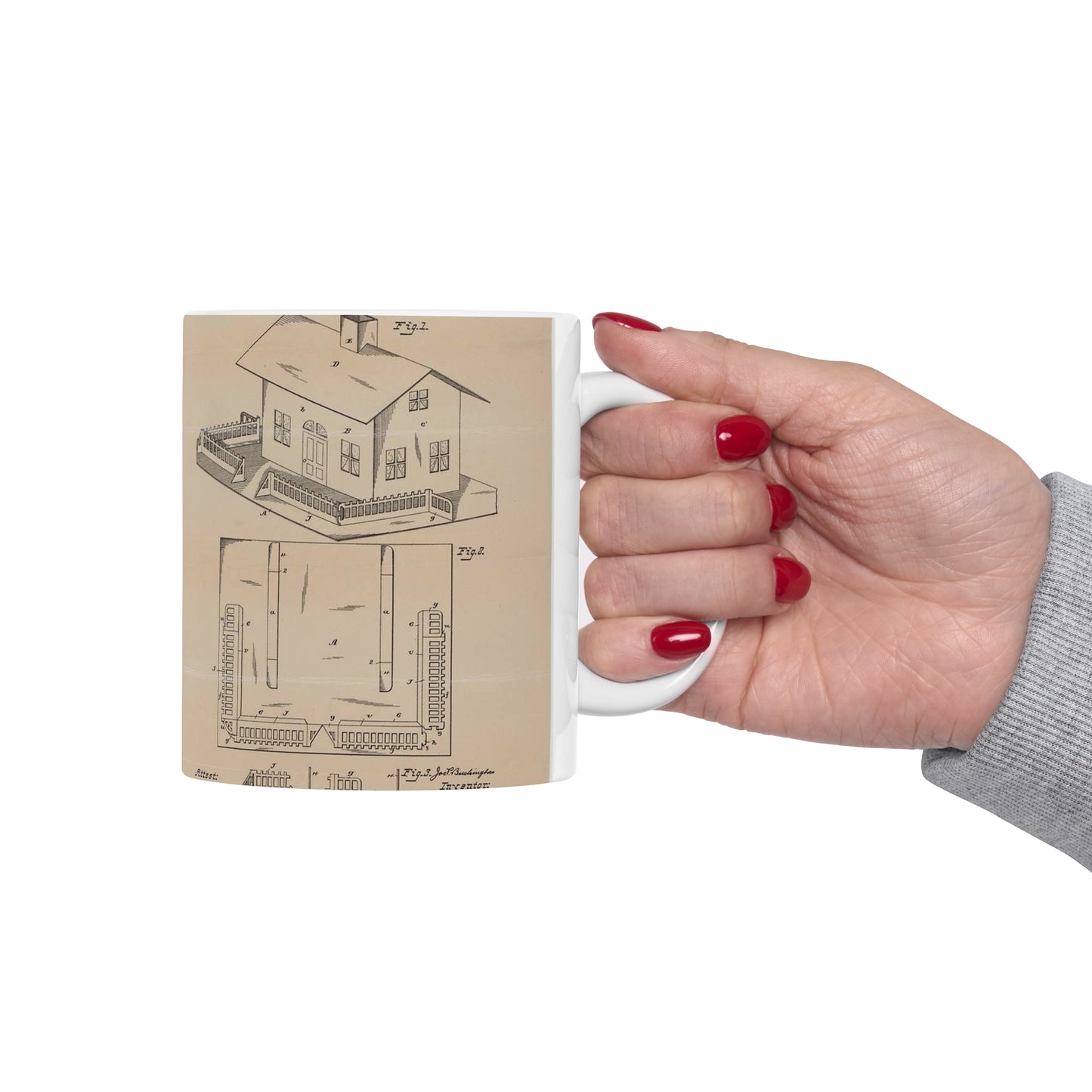 Patent Drawing of Engine - Drawing for a Collapsible Toy House Public domain  image Beautiful Novelty Ceramic Coffee Mug 11oz