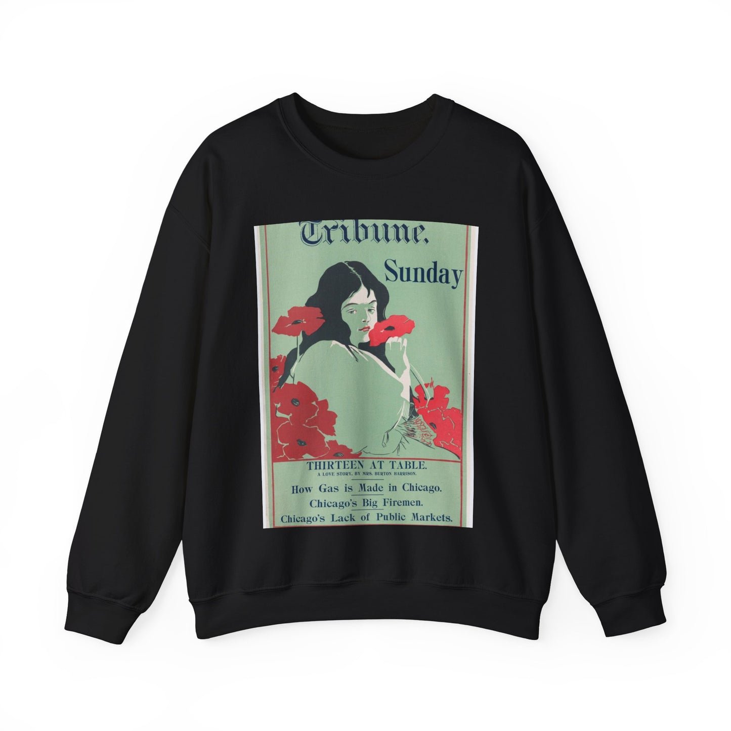 Poster - Tribune: Sunday, 19th century - Public domain lithograph Black Heavy Blend Adult Crew Neck SweatShirt