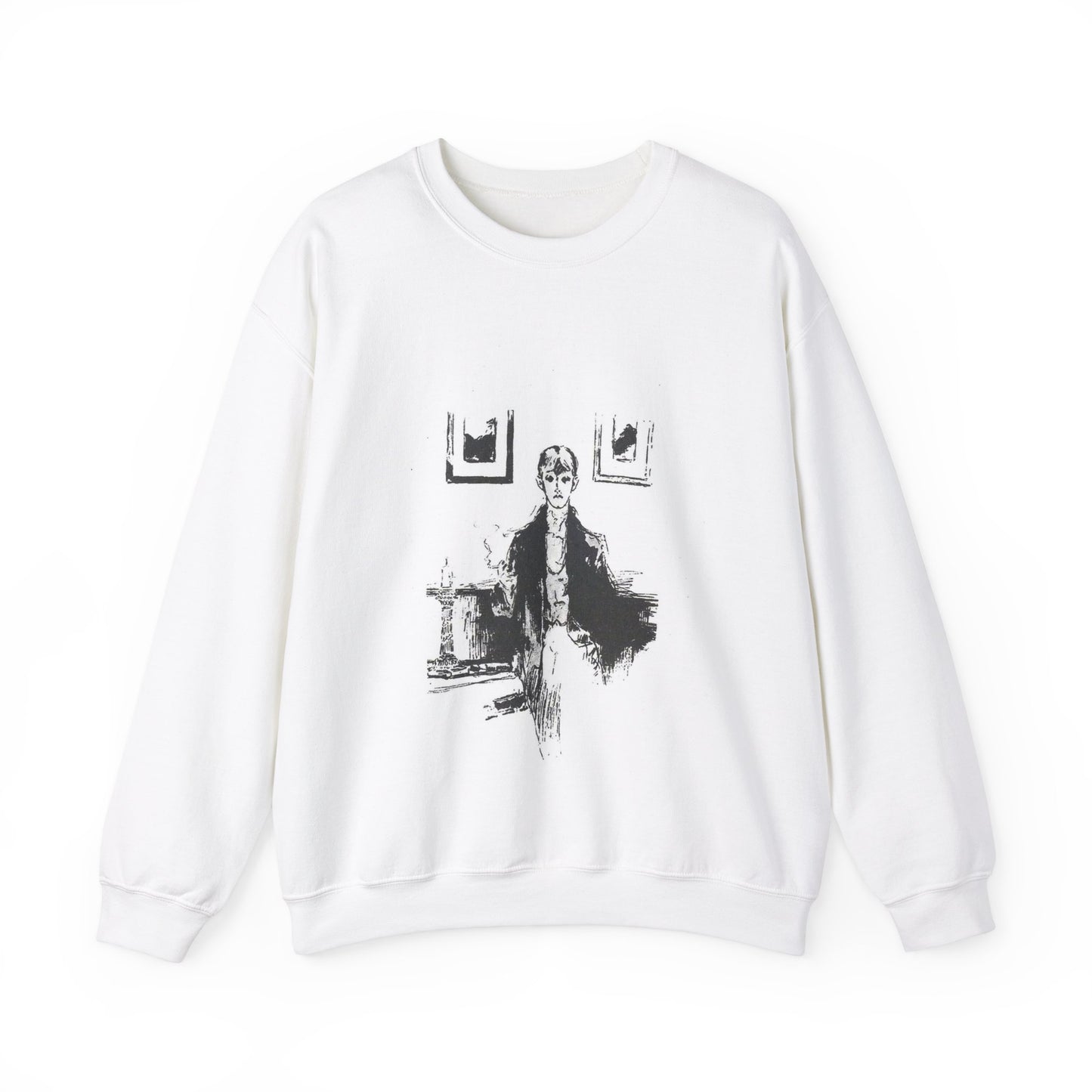 Aubrey Beardsley 5 - A drawing of a woman sitting on a couch White Heavy Blend Adult Crew Neck SweatShirt