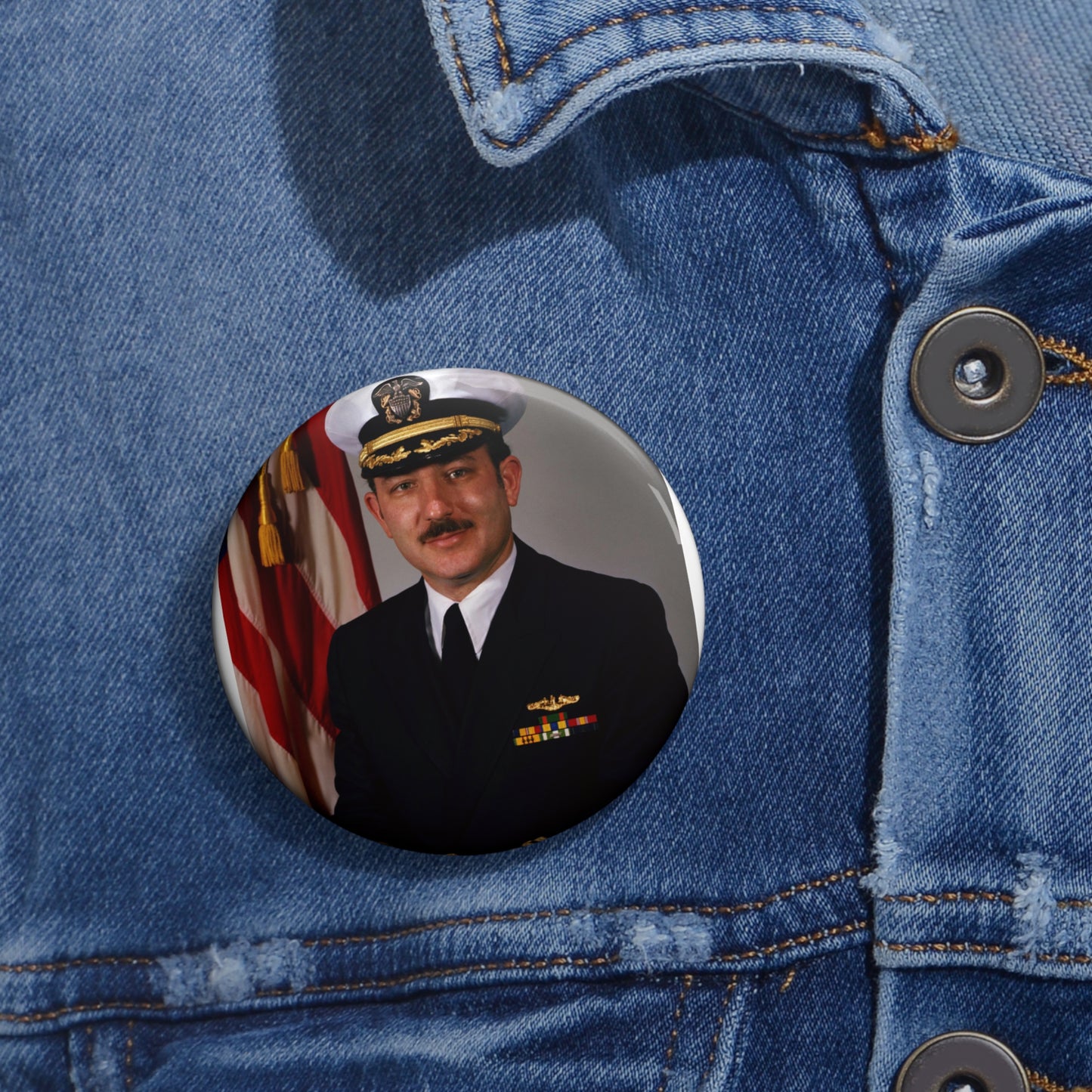 Commander Joel M. Greenberg, USN (covered) Pin Buttons with Crisp Design