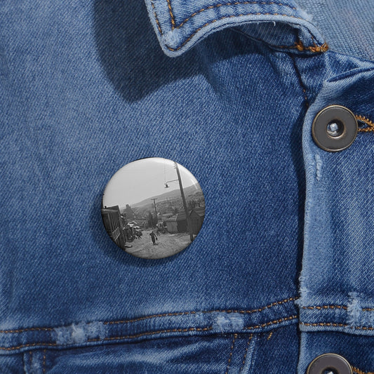 Street scene in the mining town of Lansford, Pennsylvania Pin Buttons with Crisp Design