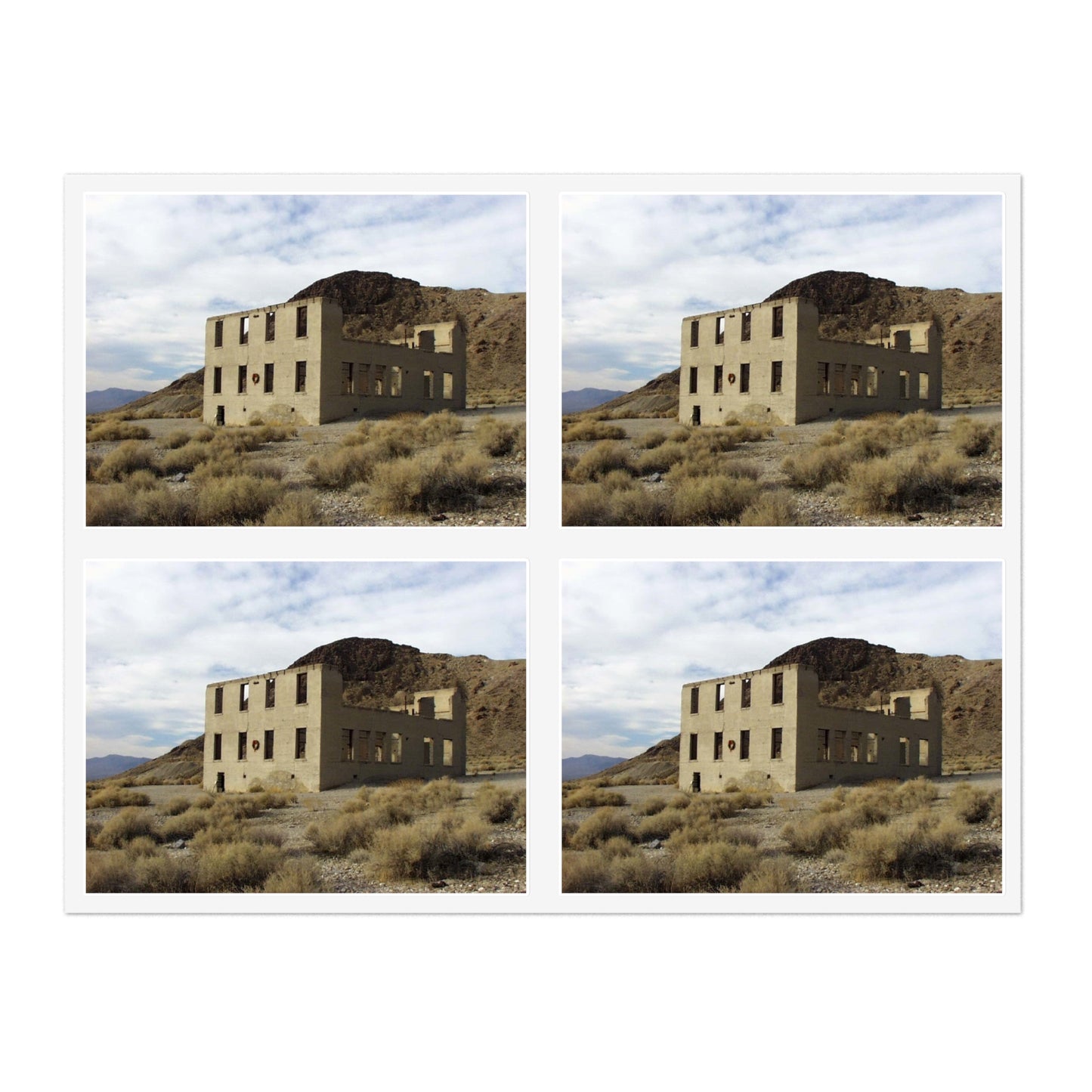 Death Valley Scenic Byway - An Abandoned Structure in Rhyolite Laminated UV Protective Vinyl Stickers