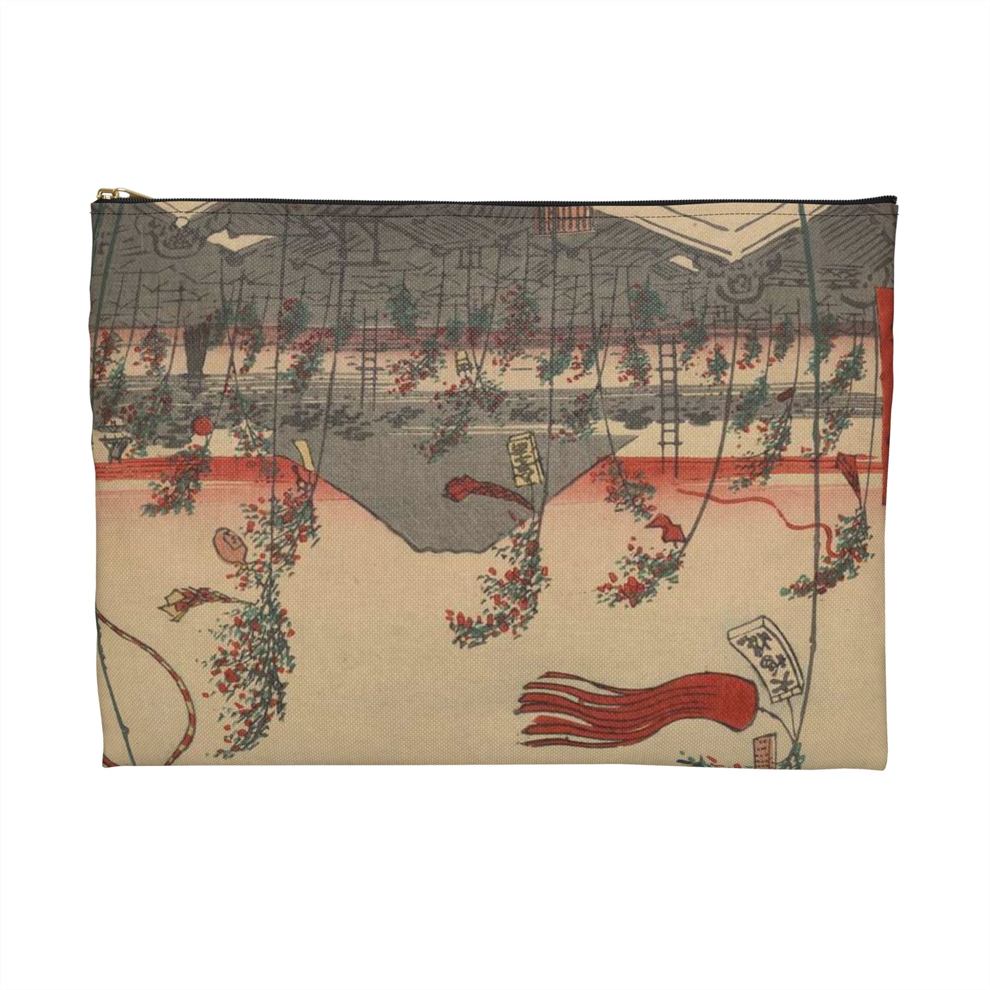 Gajō icchō, Ando Hiroshige - Public domain portrait drawing  Large Organizer Pouch with Black Zipper