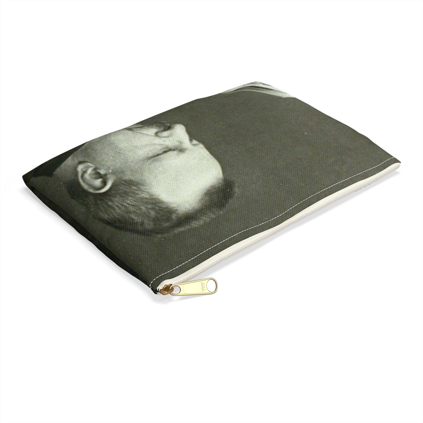 B.Croce, Italy - A black and white photo of a man reading a book Large Organizer Pouch with Black Zipper