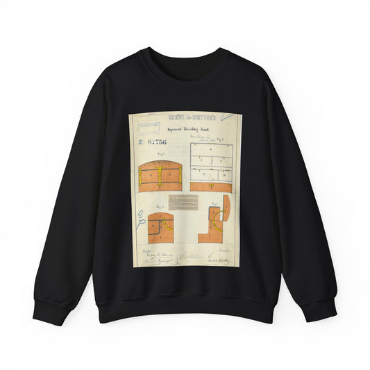 Patent drawing - Drawing of an Improved Traveling Trunk Public domain  image Black Heavy Blend Adult Crew Neck SweatShirt