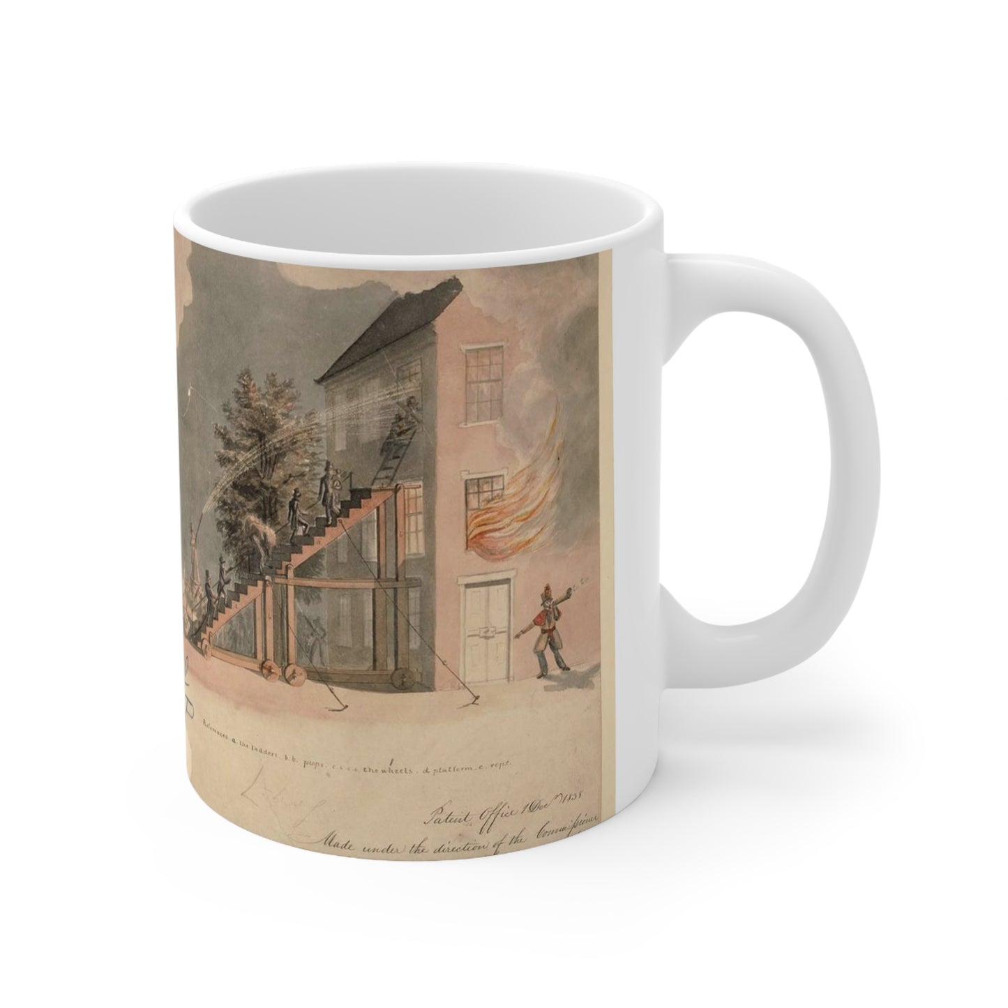 Patent drawing - Drawing of Fire Ladder Public domain  image Beautiful Novelty Ceramic Coffee Mug 11oz