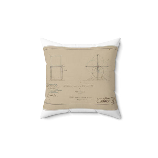 Patent drawing - Appareil propre à la direction des aerostats plans annèxes à la demande d'un brevet pour une durée de 15 ans / / apprové à [...] Sourbieu & Pre. Pradel, 1852 septembre 9. Public domain  image Decorative Accent Square Pillow