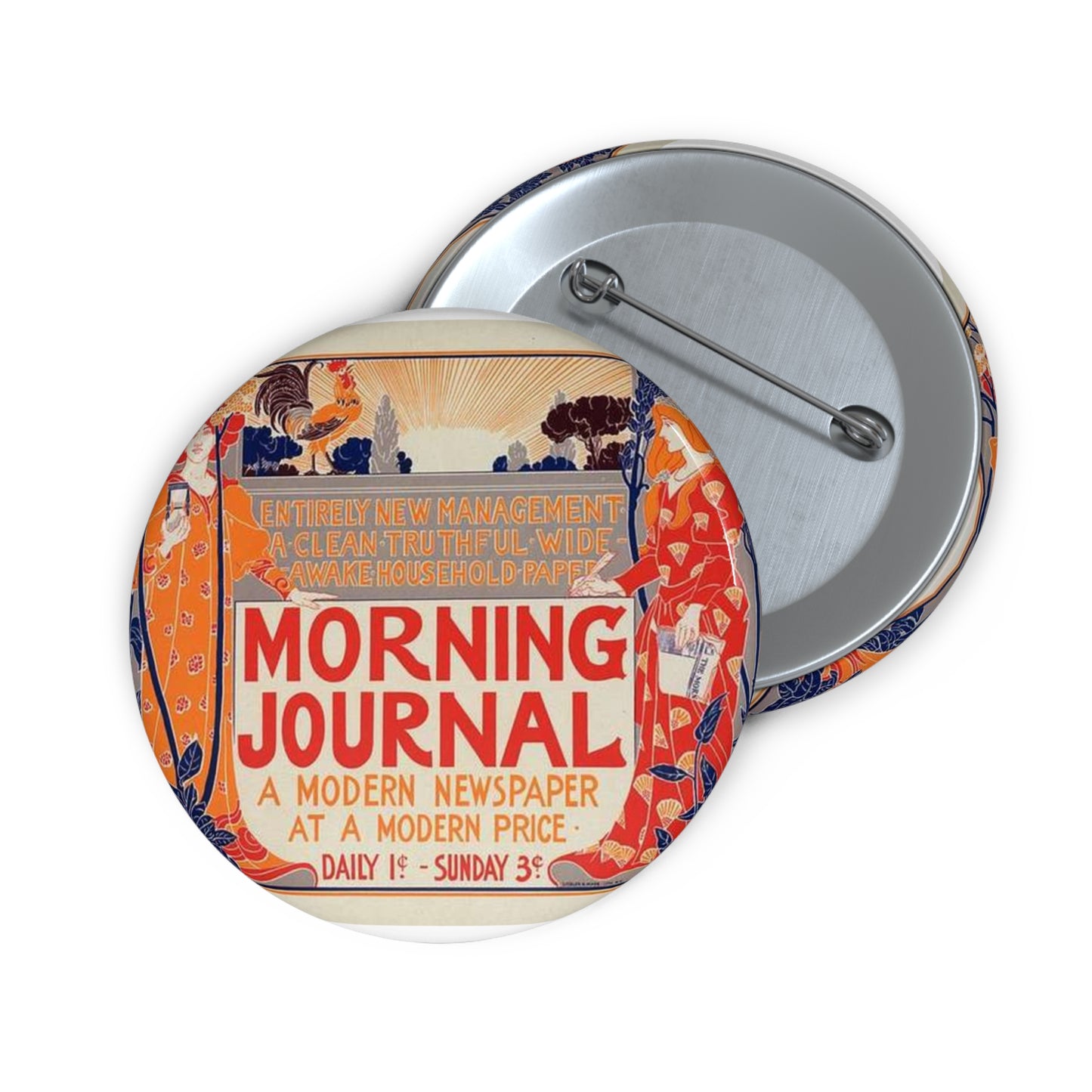 Louis Rhead - Affiche américaine pour le "Morning Journal". Pin Buttons with Crisp Design