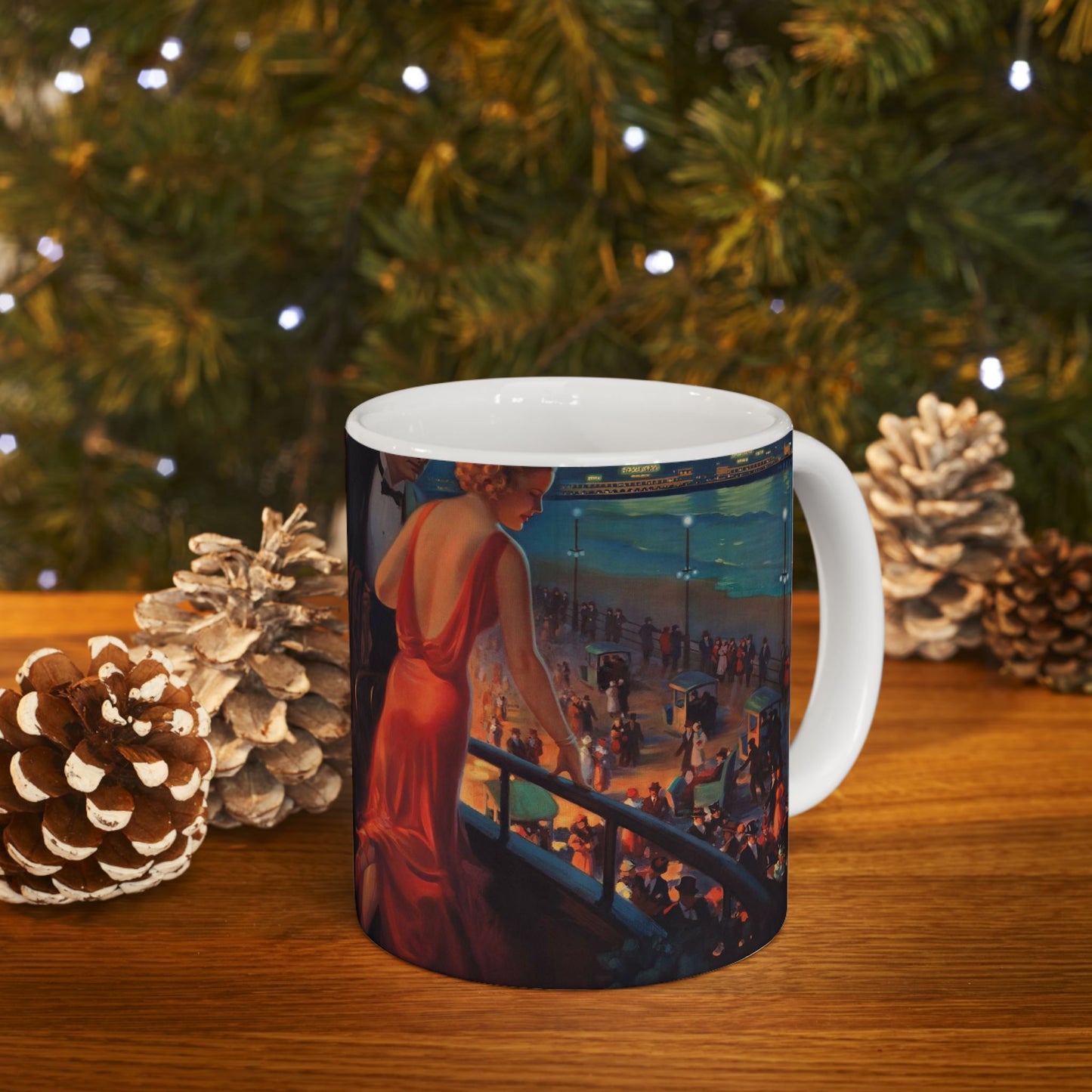 Detail, Atlantic City—America's Great All Year Resort, Pennsylvania Railroad, painting by Edward Mason Eggleston (cropped) Beautiful Novelty Ceramic Coffee Mug 11oz