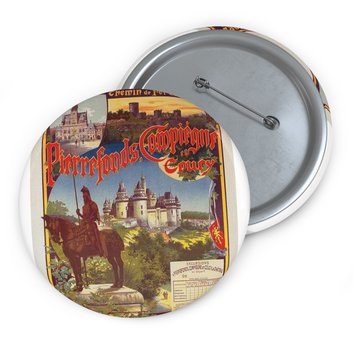 Affiche pour la Cie du Nord : "Pierrefonds". Pin Buttons with Crisp Design