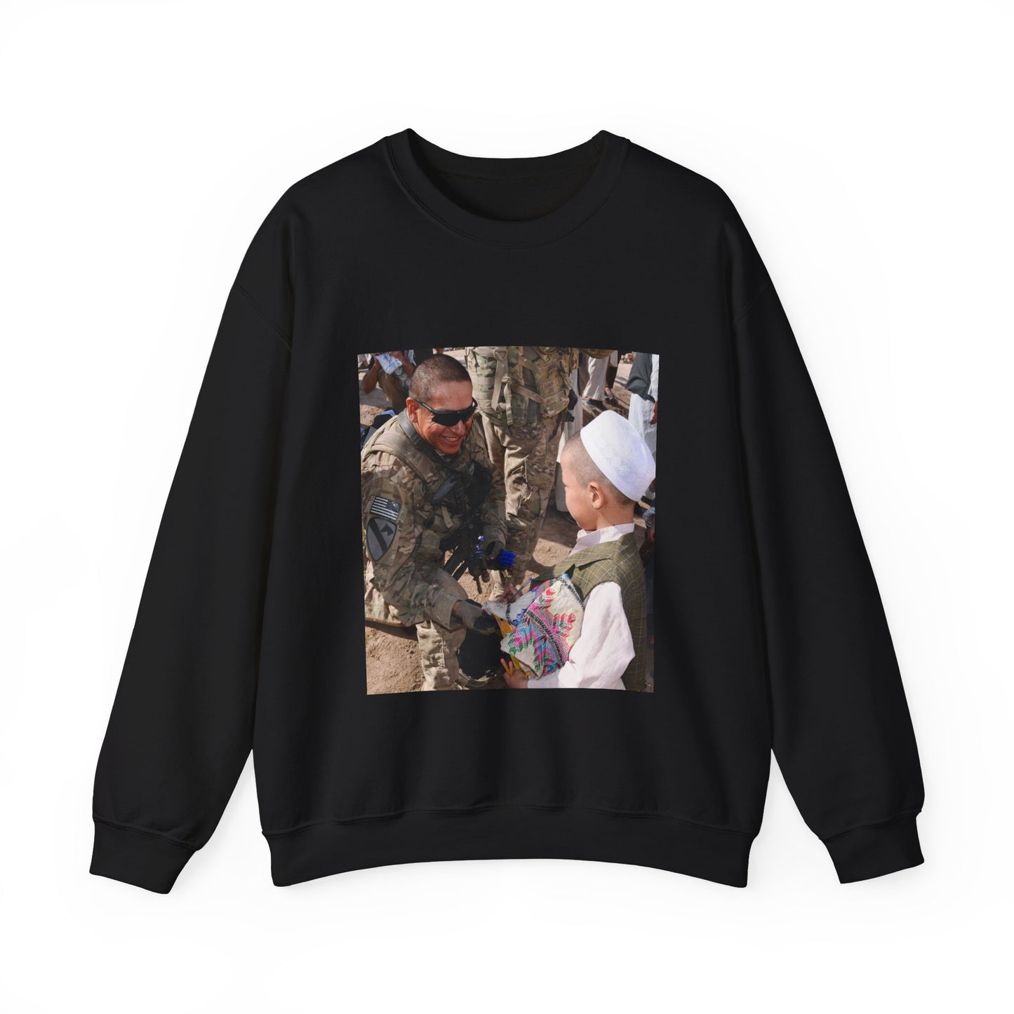 U.S. Army Sgt. Aloysius Goodshield, a squad leader Black Heavy Blend Adult Crew Neck SweatShirt