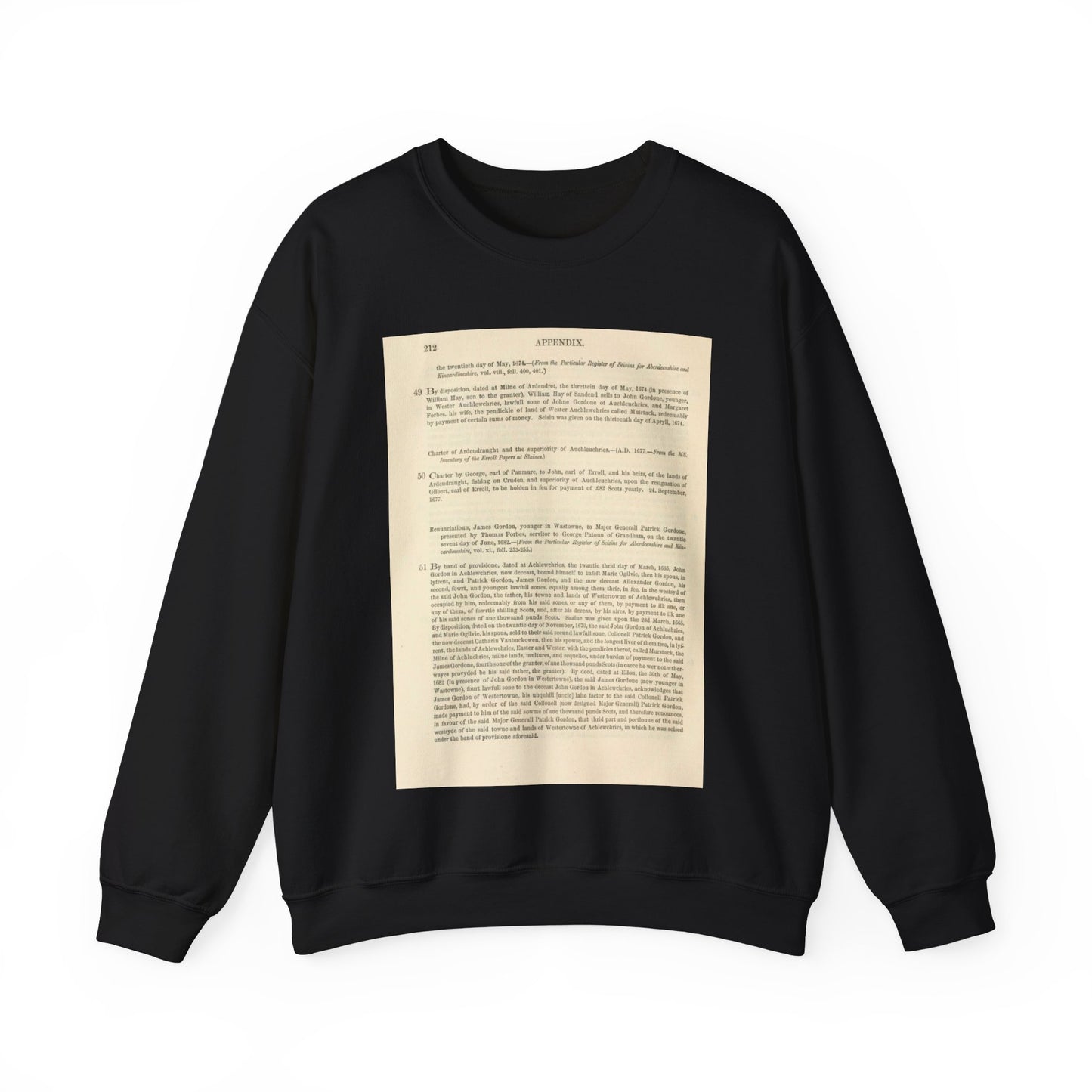 212 APPENDIX.   the twentieth day of May, 1674. — {From the Particular Register of Seisins for Aberdeenshire and  Kincardineshire Black Heavy Blend Adult Crew Neck SweatShirt