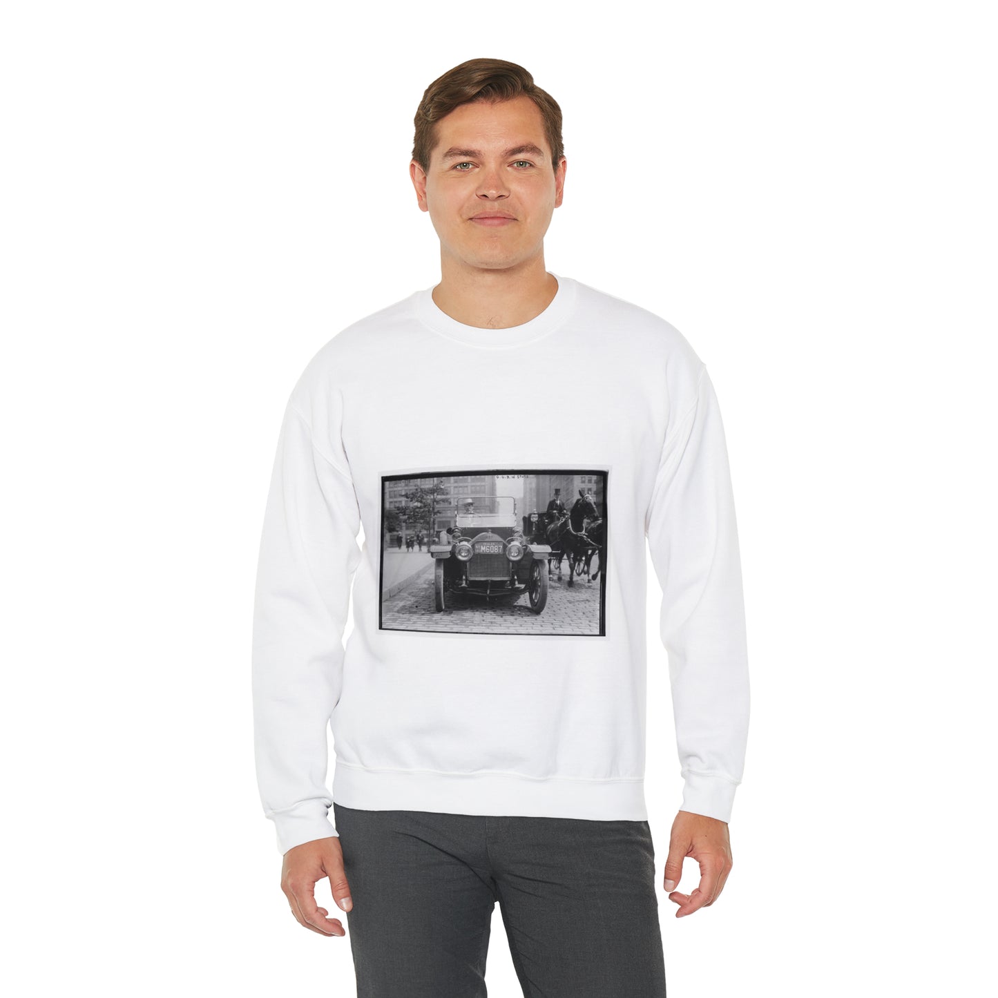 G.G.B. i.e., George Grantham Bain in Stutz White Heavy Blend Adult Crew Neck SweatShirt