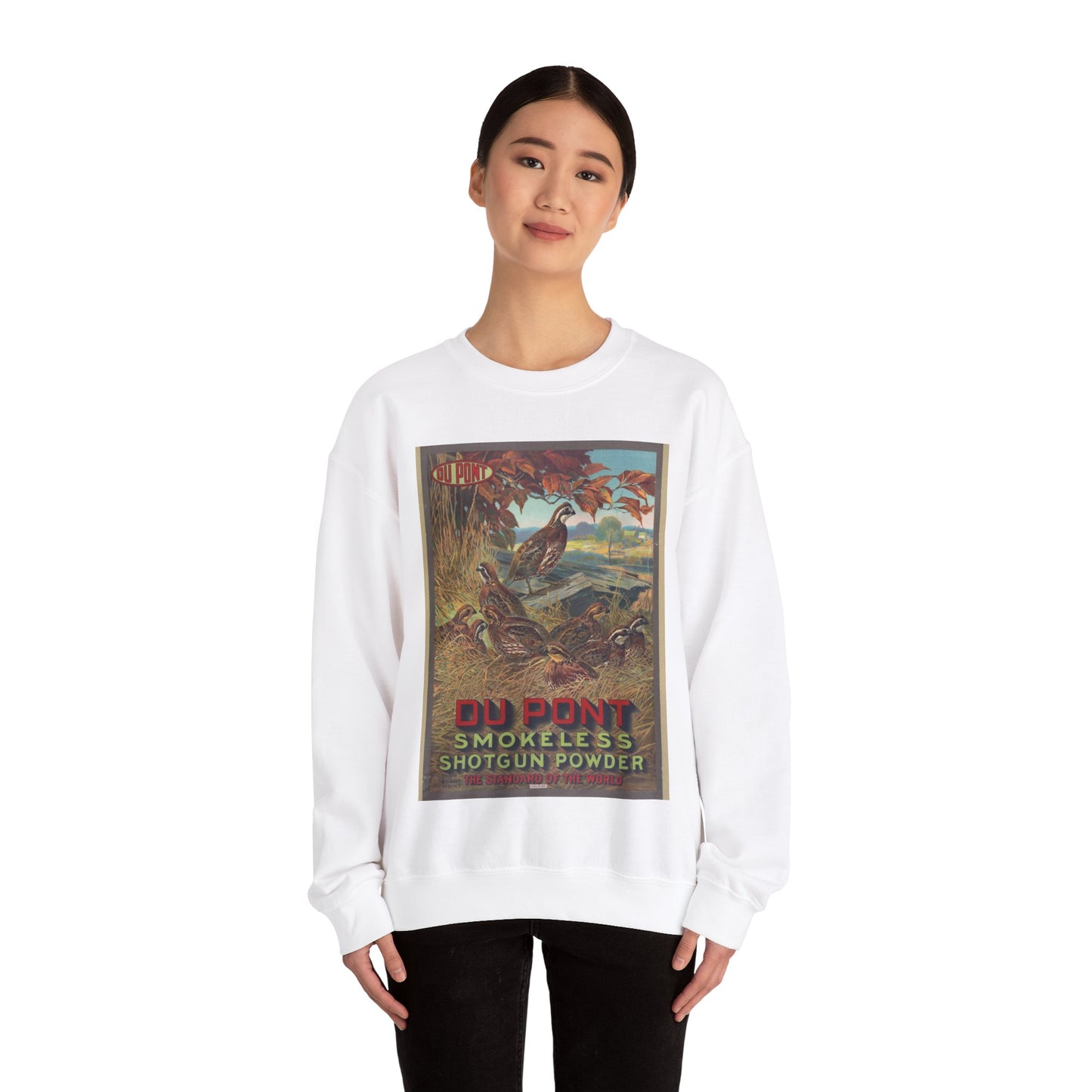 Du Pont smokeless shotgun powder - the standard of the world LCCN2006676699 White Heavy Blend Adult Crew Neck SweatShirt