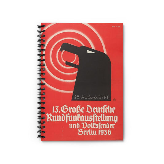 13 Grosse deutsche Rundfunkausstellung und Volkssender, Berlin 1936 / Riemer. Spiral Bound Ruled Notebook with Printed Cover