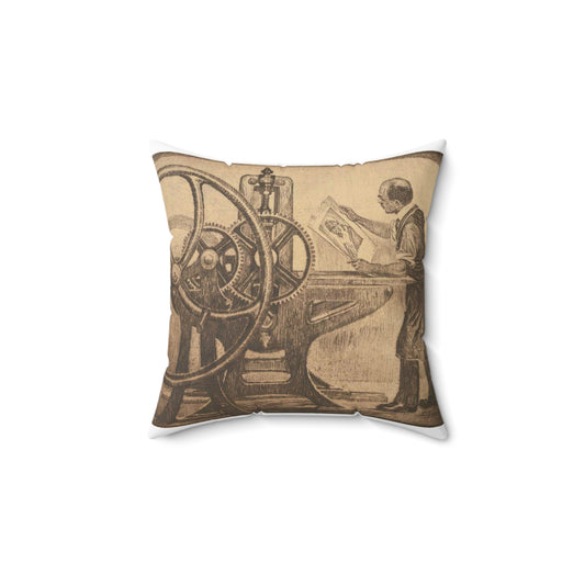 Lilien Printing press - Public domain portrait print Decorative Accent Square Pillow