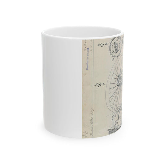 Patent drawing - for J. J. Hentz' Bicycle Public domain  image Beautiful Novelty Ceramic Coffee Mug 11oz