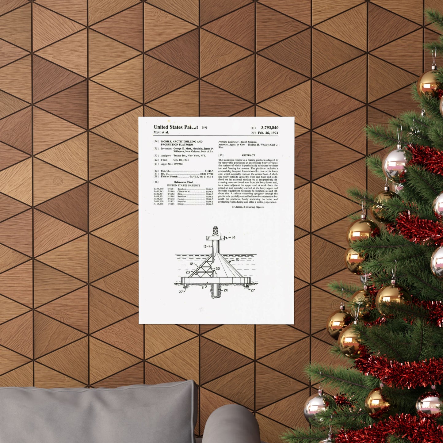 Patent Case File No. 3,793,840, Mobile Arctic Drilling and Production Platform, Inventor(s)- George E. Mott and James P. Wilbourn. - DPLA - 8f260bf2cd8926afbf4da017454f39b3 (page 6) High Quality Matte Wall Art Poster for Home, Office, Classroom