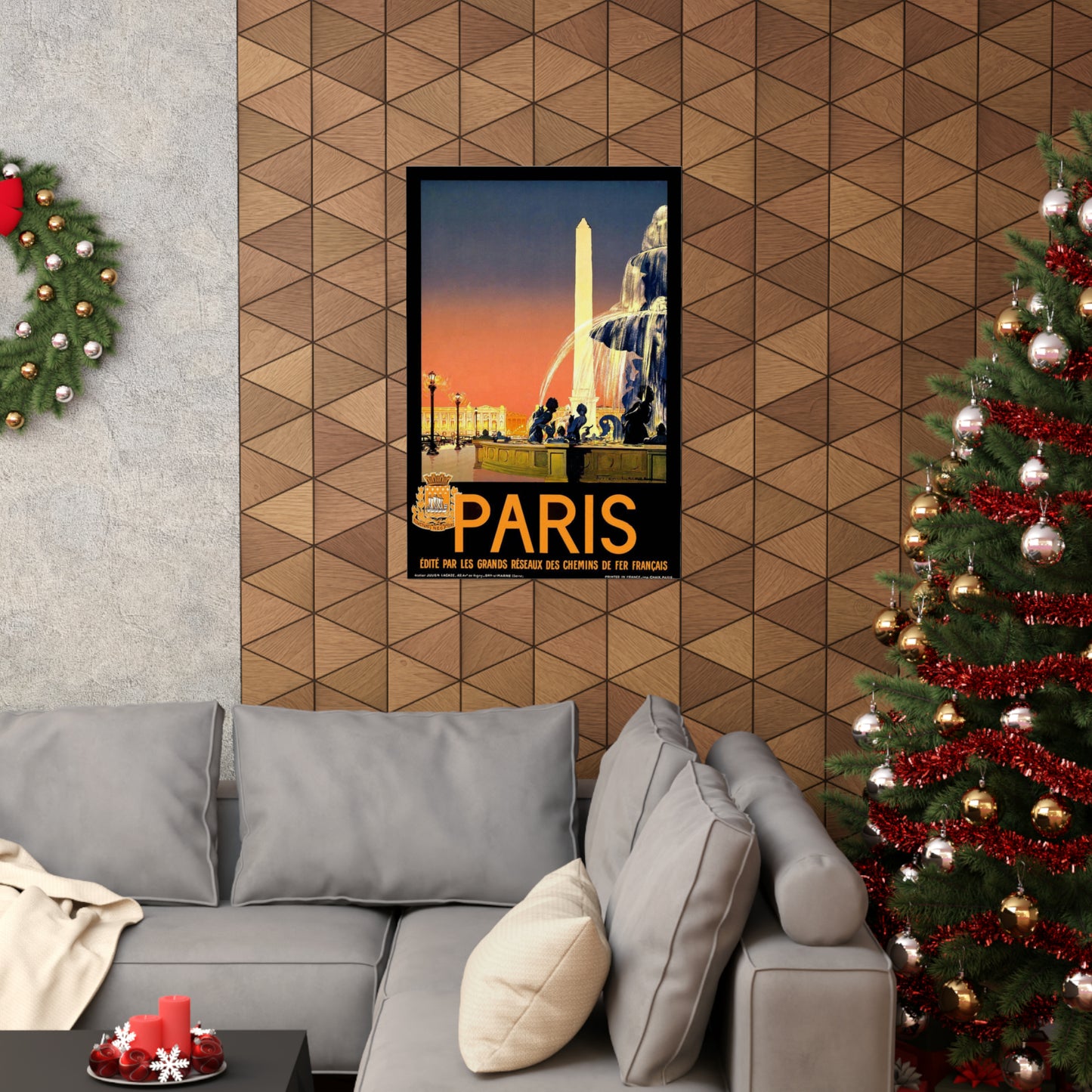 Paris. Vintage Travel Poster. - Art Deco public domain image High Quality Matte Wall Art Poster for Home, Office, Classroom