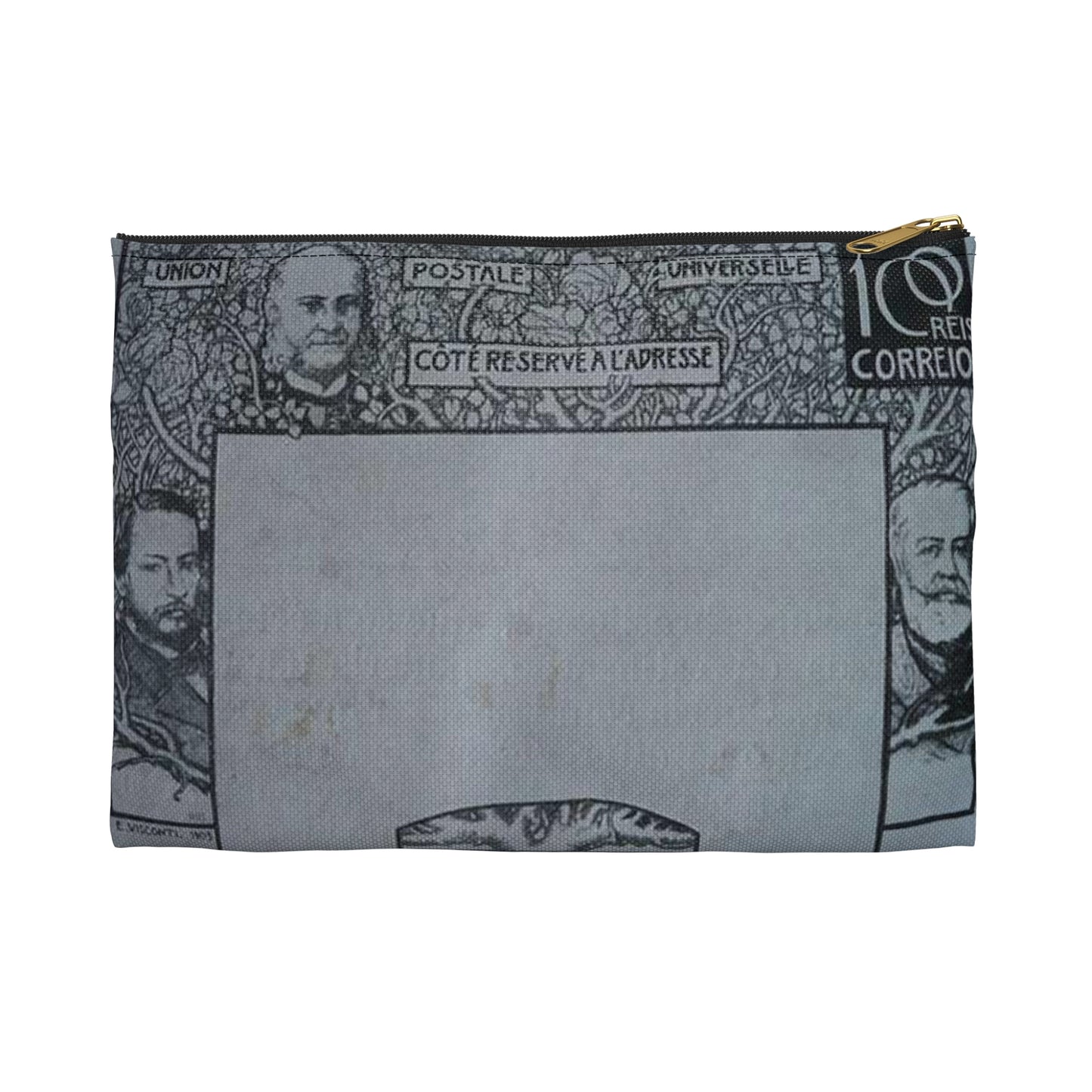 EliseuVisconti-D857-Bilhete postal para o exterior – A Evolução Histórica do Brasil – Projeto para bilhete postal integrante da coleção vencedora do Concurso dos Correios de 1904 Large Organizer Pouch with Black Zipper