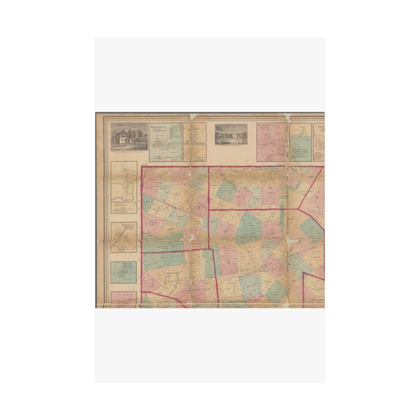 Map of Clinton County, Ohio - Public domain old map High Quality Matte Wall Art Poster for Home, Office, Classroom