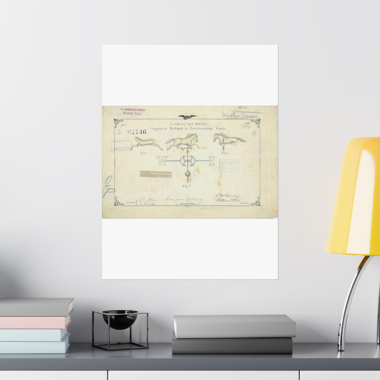 Patent drawing - Drawing of an Improved Method of Constructing Vanes Public domain  image High Quality Matte Wall Art Poster for Home, Office, Classroom