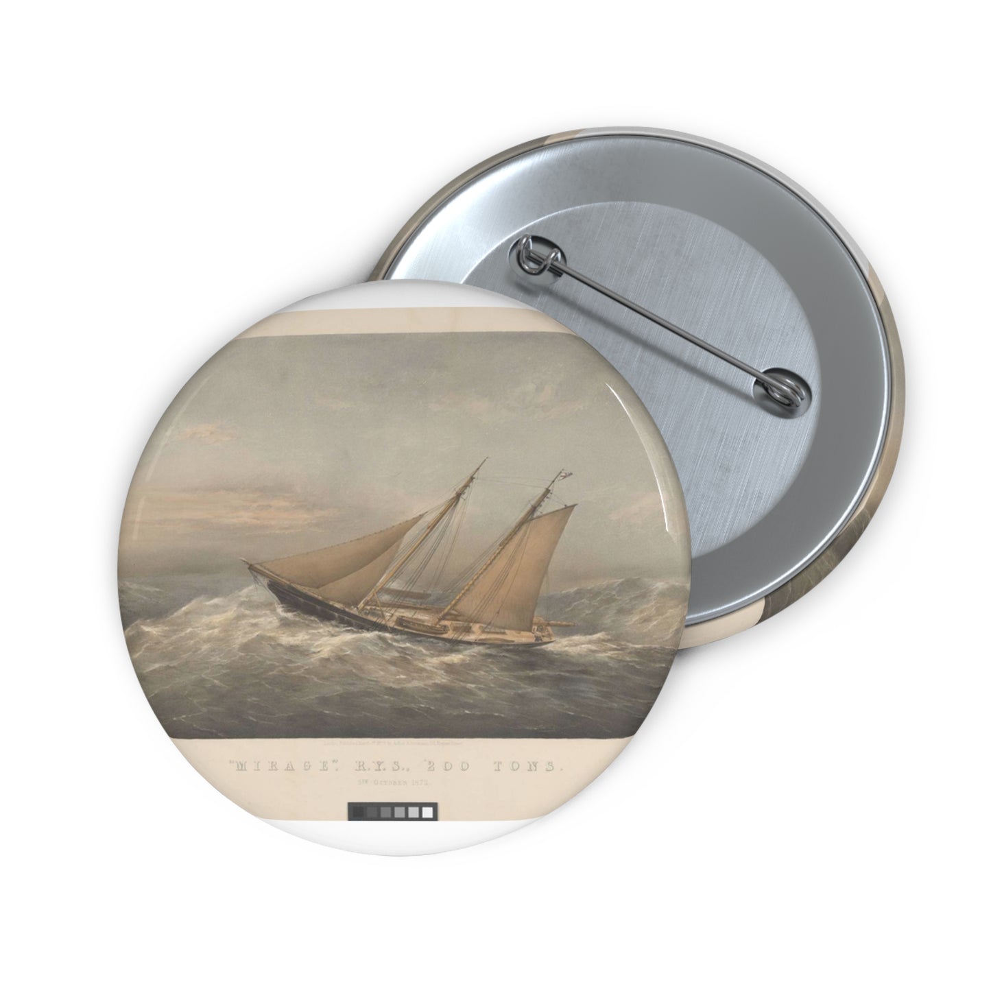 Mirage, R.Y.S., 200 Tons. 5th October 1872 RMG PY8772 Pin Buttons with Crisp Design
