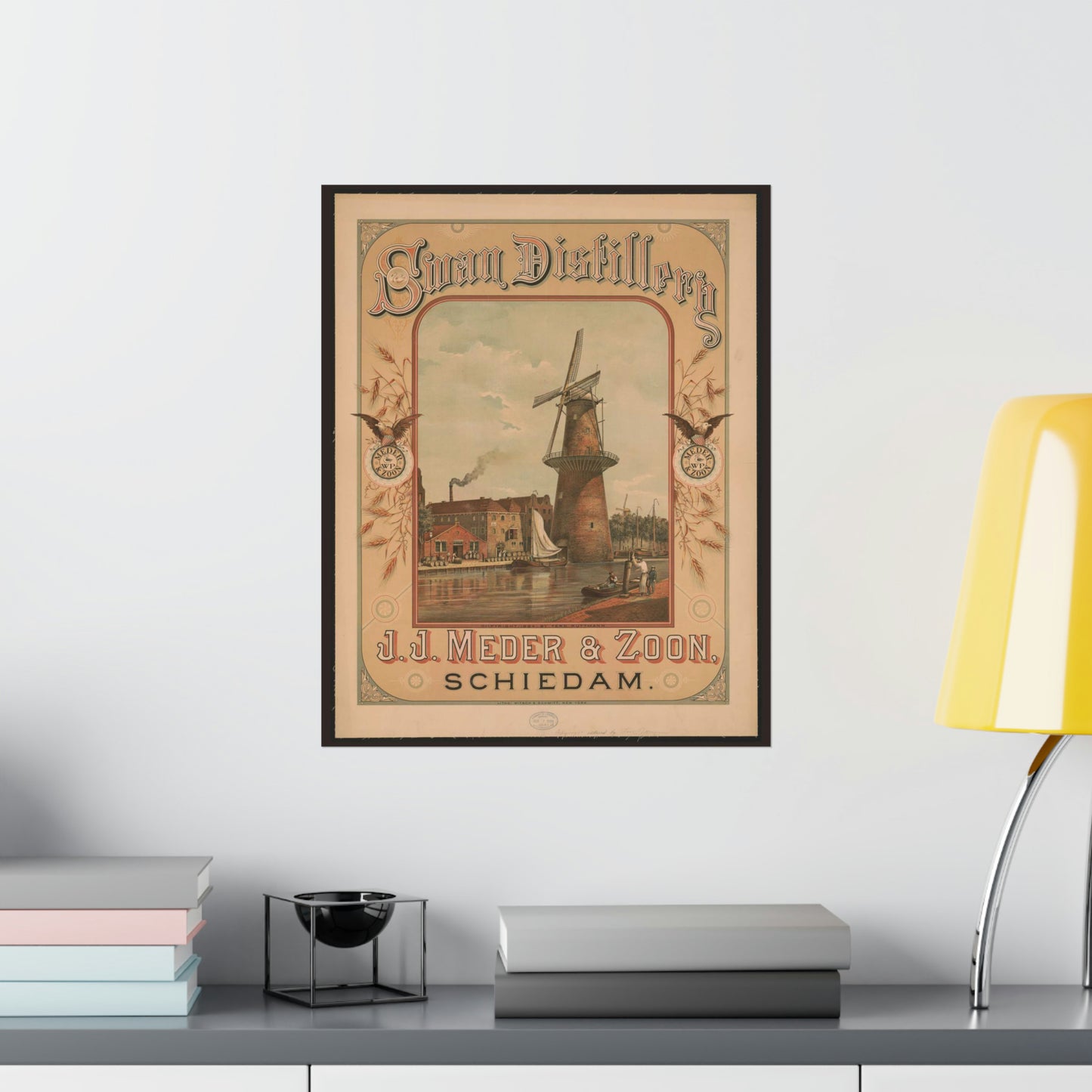 Swan Distillery, J.J. Meder & Zoon, Schiedam High Quality Matte Wall Art Poster for Home, Office, Classroom