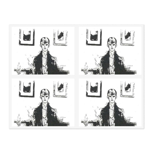 Aubrey Beardsley 5 - A drawing of a woman sitting on a couch Laminated UV Protective Vinyl Stickers