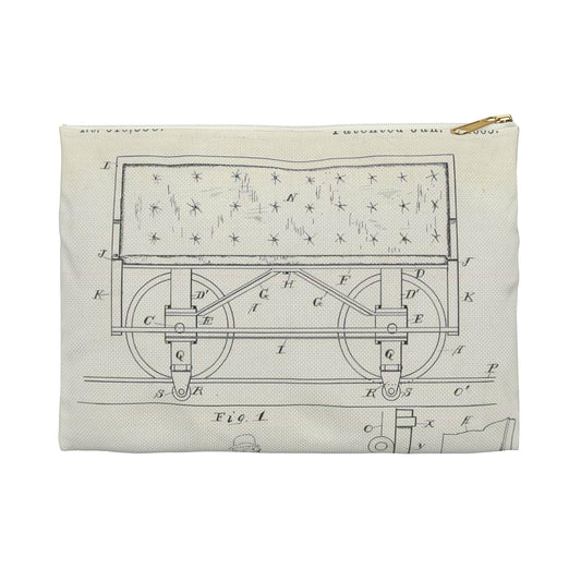 Patent Drawing of Engine - for C. H. Alcoke's Roller Coasting Vehicle Public domain  image Large Organizer Pouch with Black Zipper