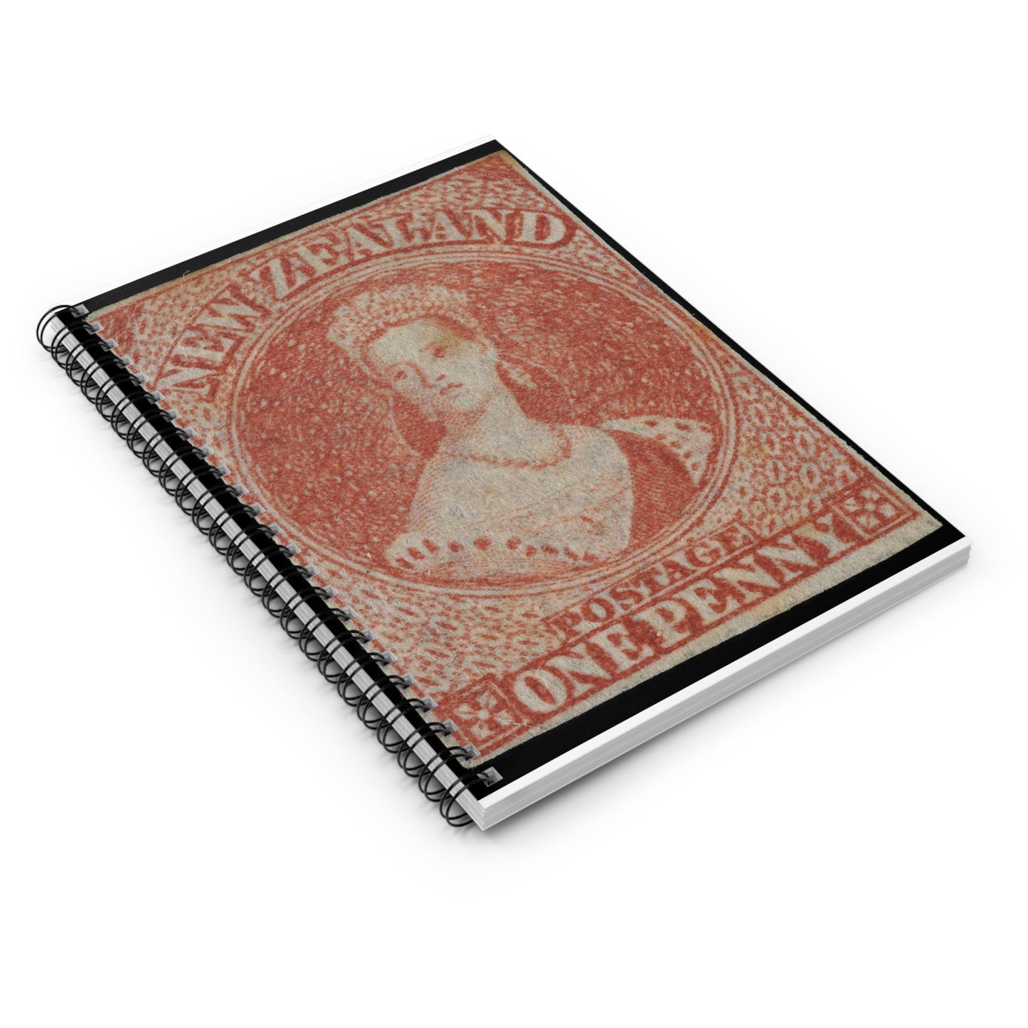 Issued one penny 'Full-Face Queen' [Chalon Head] definitive stamp Spiral Bound Ruled Notebook with Printed Cover