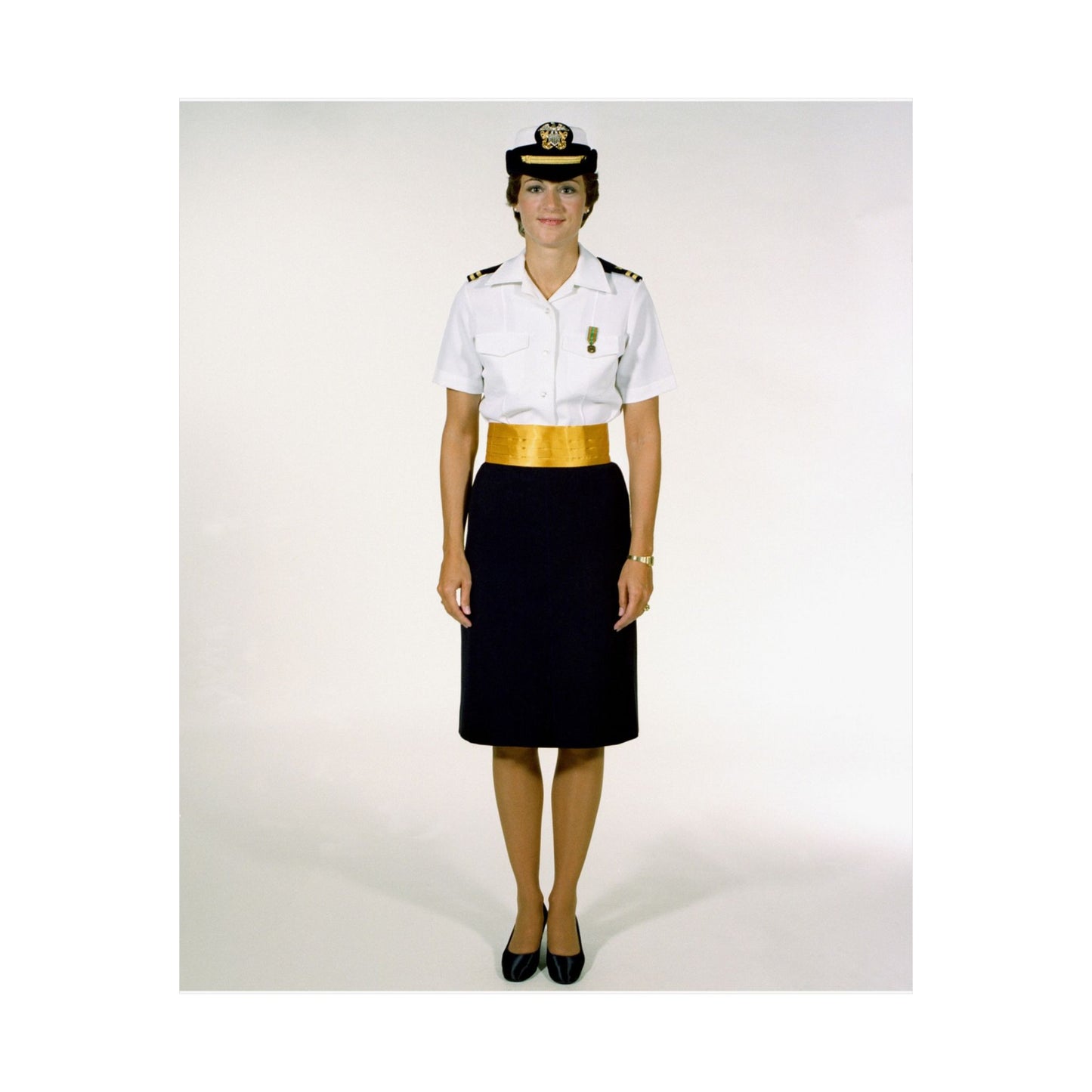 Uniform: Tropical dinner dress blue, female Navy officers High Quality Matte Wall Art Poster for Home, Office, Classroom