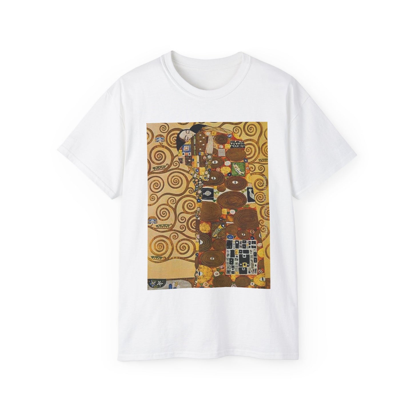 Klimt, Stoclet Fries, Umarmung - Public domain dedication image White T-Shirt Gildan 2000 Cotton Unisex