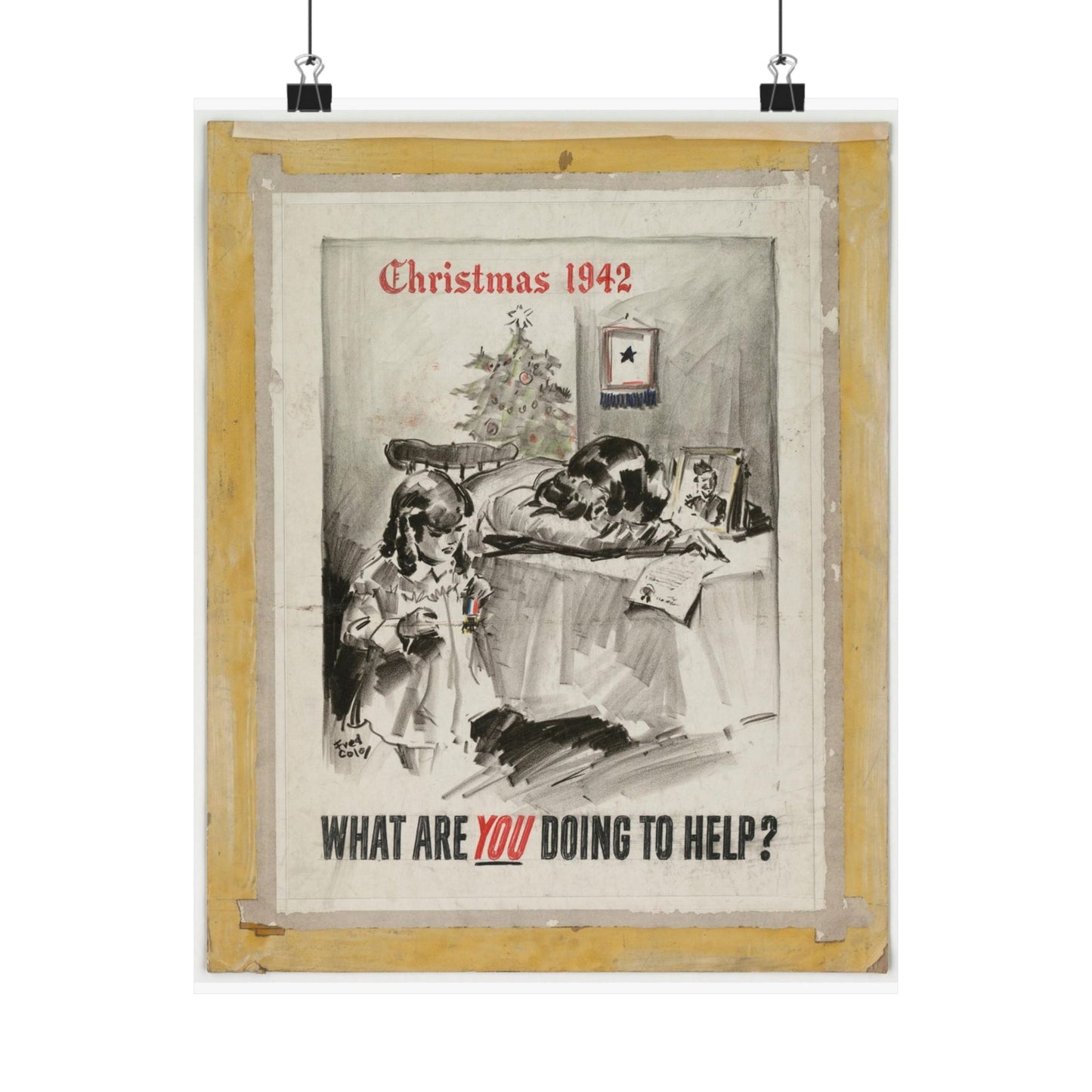 What Are You Doing to Help?  Christmas 1942 High Quality Matte Wall Art Poster for Home, Office, Classroom