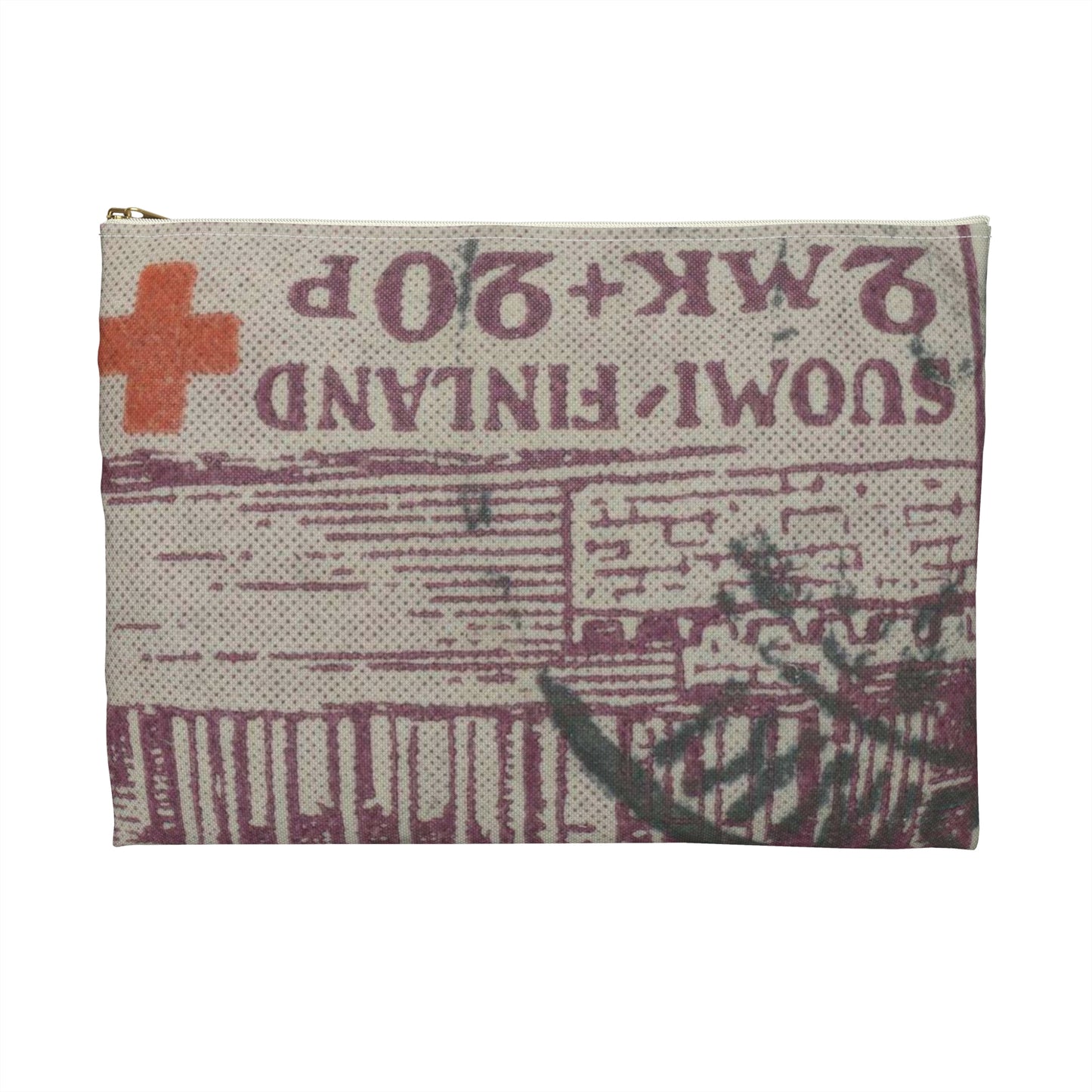 Frimärke ur Gösta Bodmans filatelistiska motivsamling, påbörjad 1950.Frimärke från Finland 1932. Motiv av St. Nicolaus Katedralen i Helsningfors. Large Organizer Pouch with Black Zipper