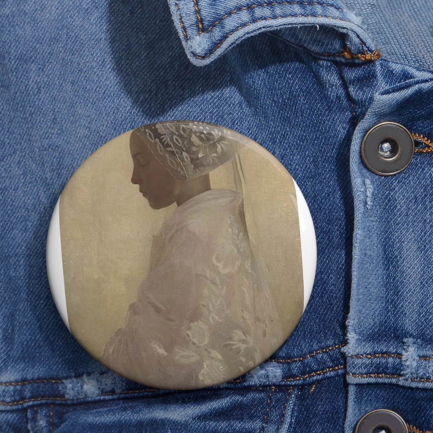 Gaston la touche a maiden in contemplation Pin Buttons with Crisp Design