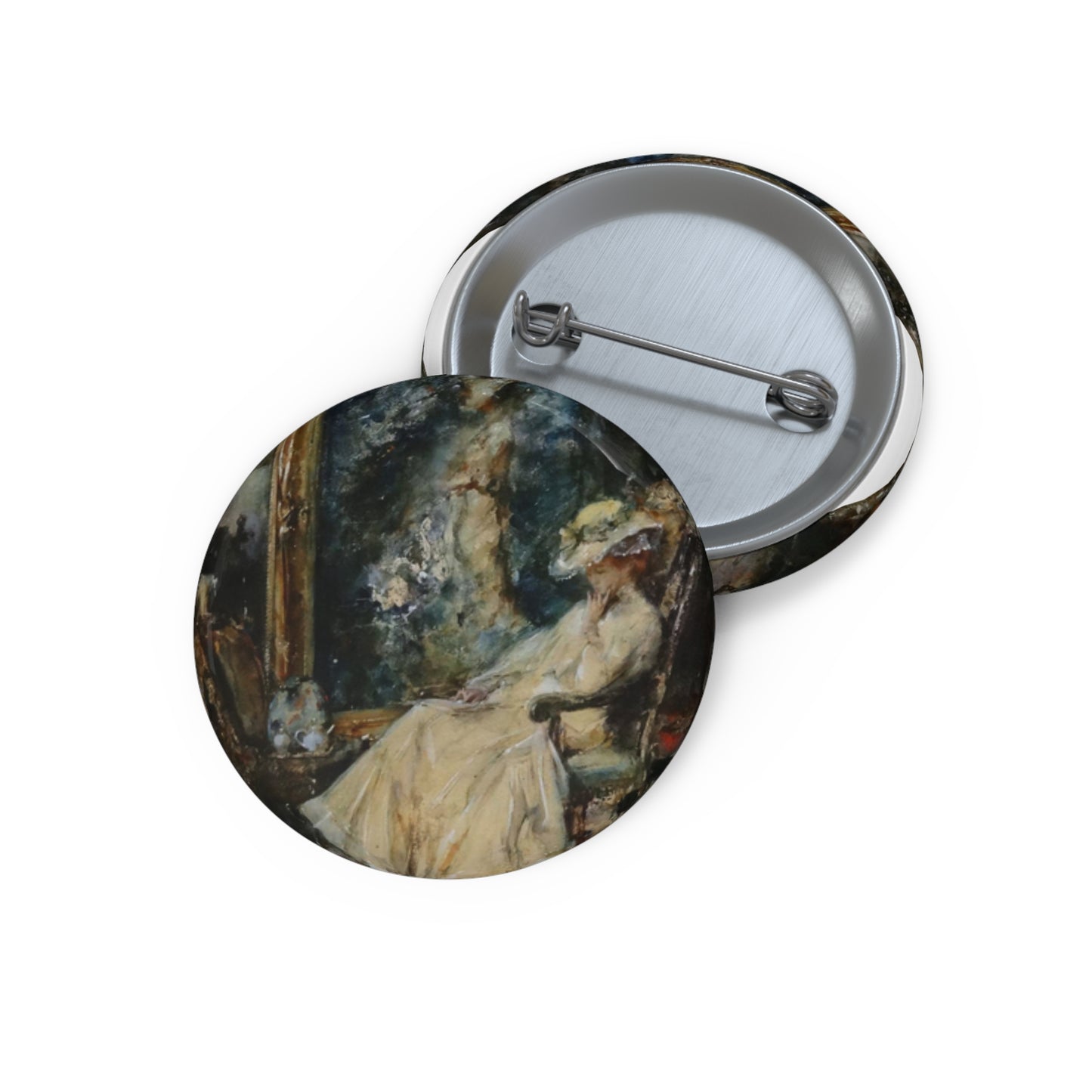 Elegante vrouw in atelier door Albert Roelofs Pin Buttons with Crisp Design